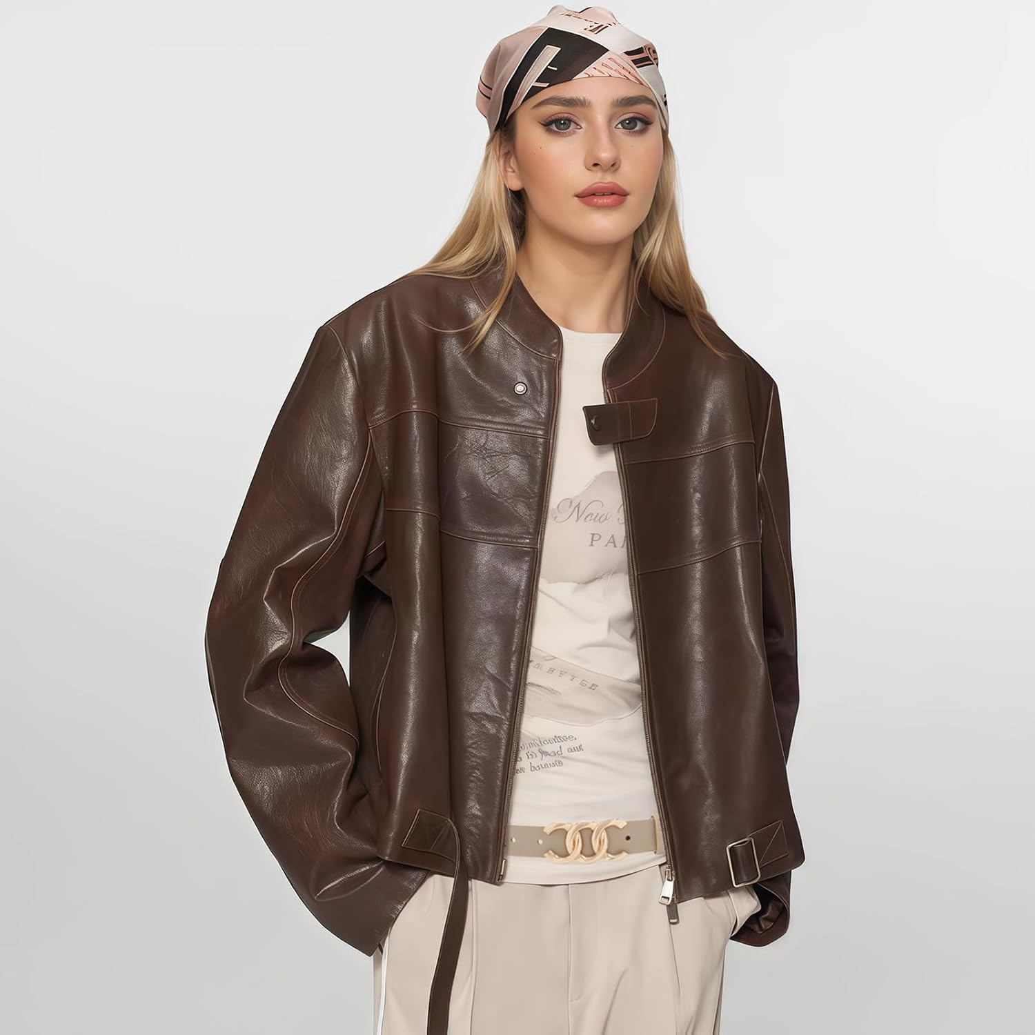 Pettata Women Belt for Jeans Dress Cinch Waist Belt for Ladies Faux Leather Belt with Gold Buckle image number 4