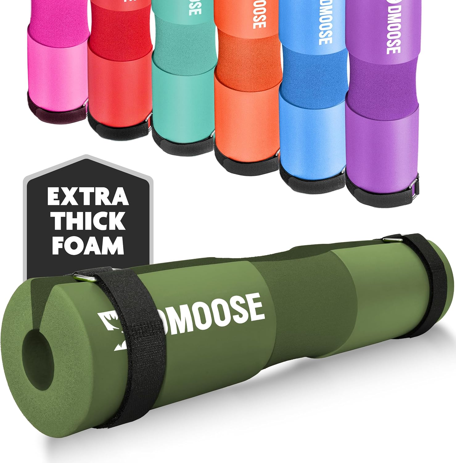 Dmoose Fitness Barbell Pad for Hip Thrust, Squat & Lunges - Non-Slip Thick Foam Cushion for Neck and Back Support with Two Straps - Hip Thrust Pad for Leg Day - Fits All Olympic Bars and Smith Machine