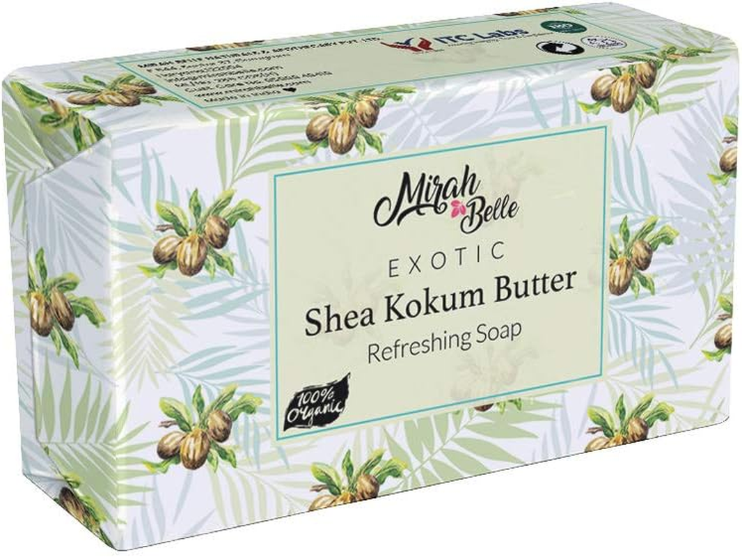Mirah Belle - Shea, Kokum, Cocoa and Mango Butter Soap -( Pack of 3 - 125 GMS ) Dry and Rough Skin - Softening and Soothing Skin - Vegan, Handmade and Cruelty Free - Best for Men and Women - Face and Body Soap Bar - 375 Gms image number 3