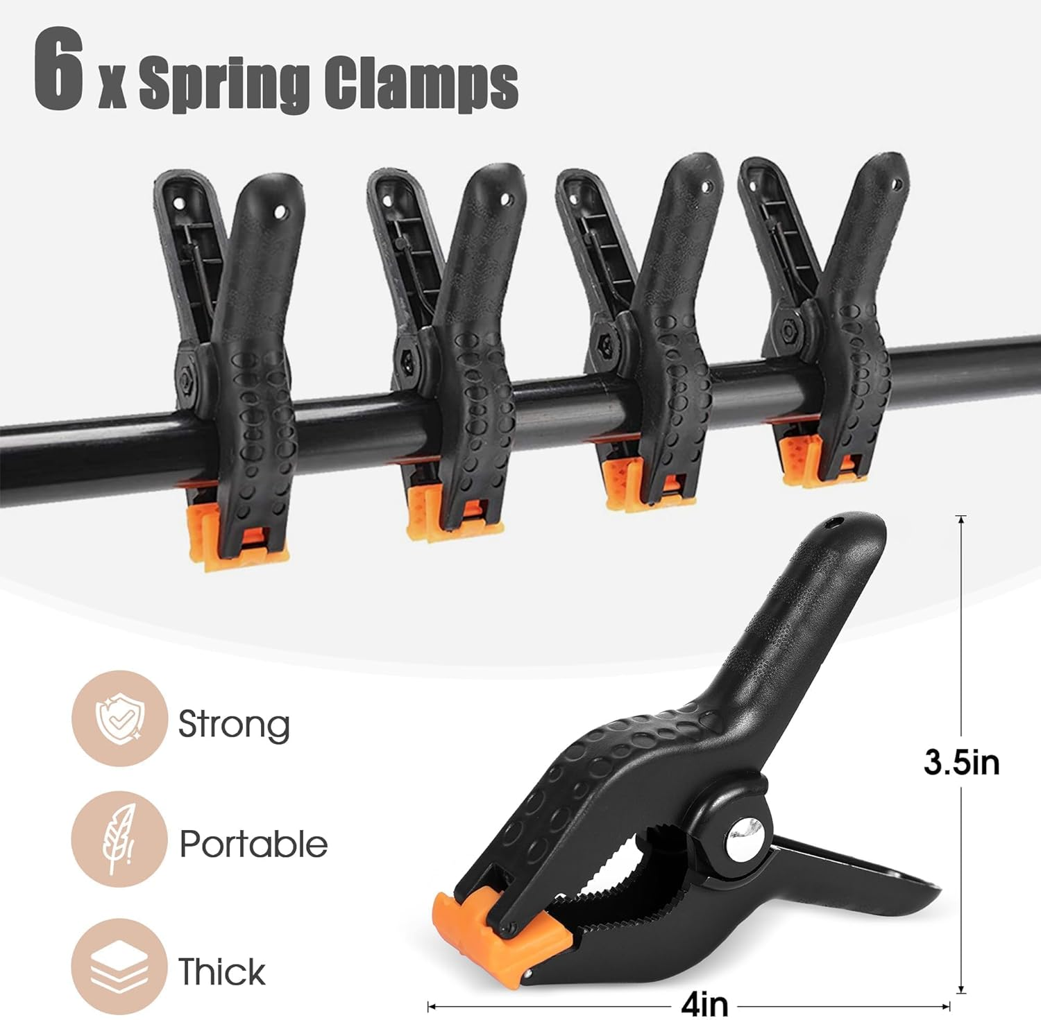Photography T-Shape Backdrop Stand Kit, 2M&times;2.6, with 6 Spring Clamps and Carry Bag (Large) image number 5