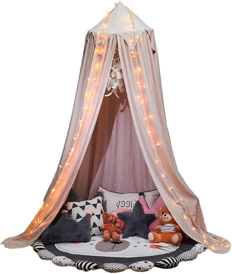 Double-Layer Pink Princess Bed Canopy for Girls, Bed Curtain Tent with Tassels for Kids&rsquo; Reading Nook & Bedroom Decor, Fits Twin, Full & Queen Beds, Foldable & Machine Washable image number 4