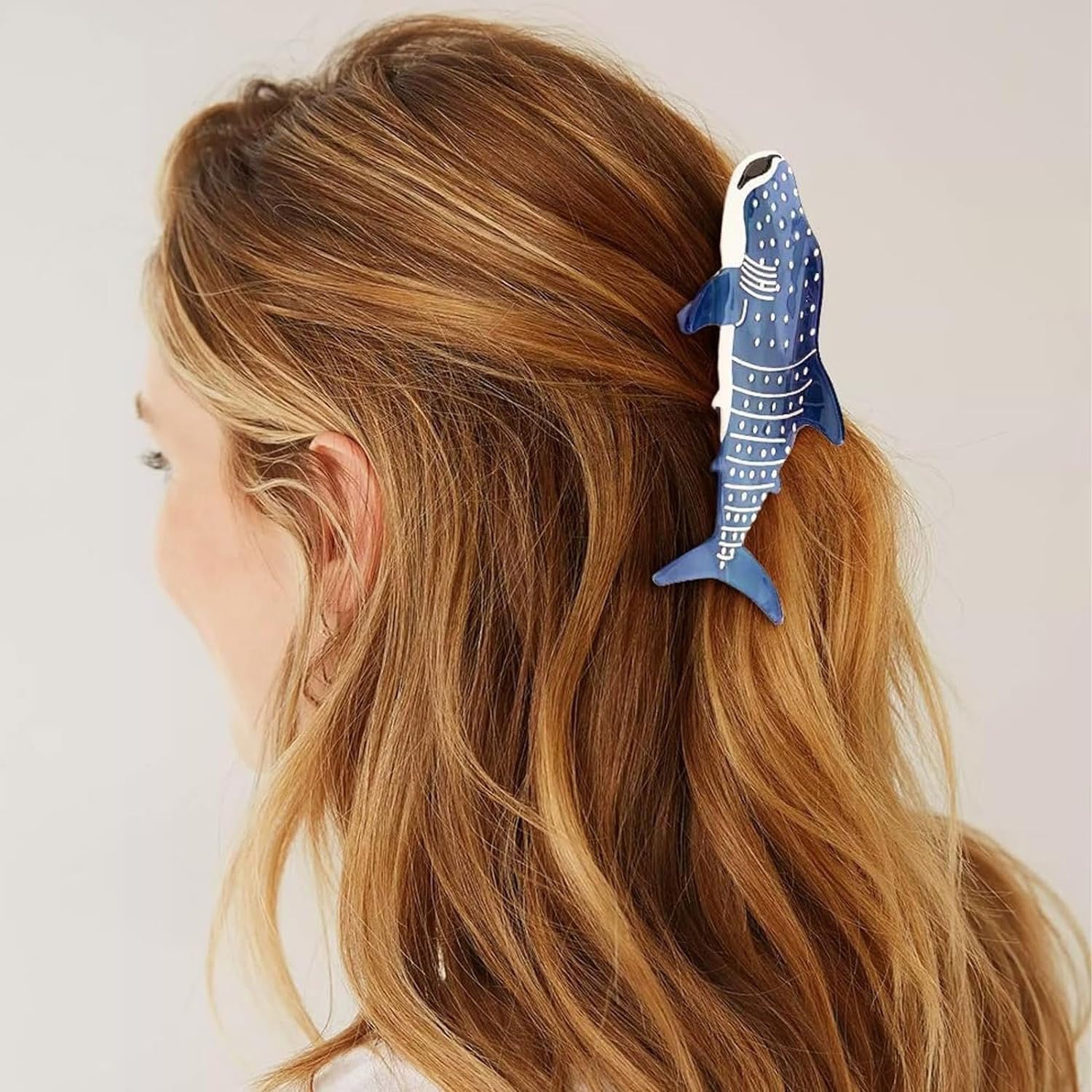 Blue Shark Whale Claw Clips,Unique Ocean Animal Hair Clips,Cellulose Acetate Big Hair Clips, Cute Fashion Nonslip Hairpin Catch,Hair Accessories for Women Girls Thick and Thin Hair,Hair Claws image number 3