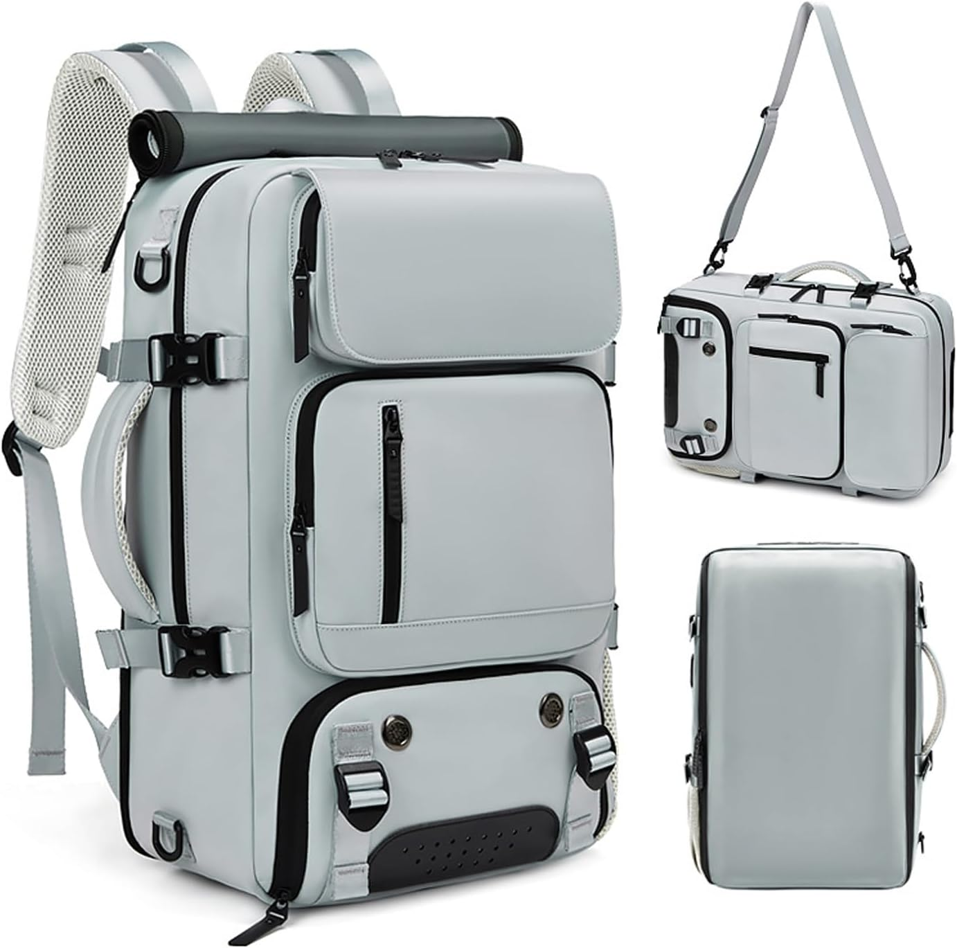 O-TBOST Carry on Travel Backpack Convertible Duffle Backpack Laptop Backpack for Men Women - Grey image number 6