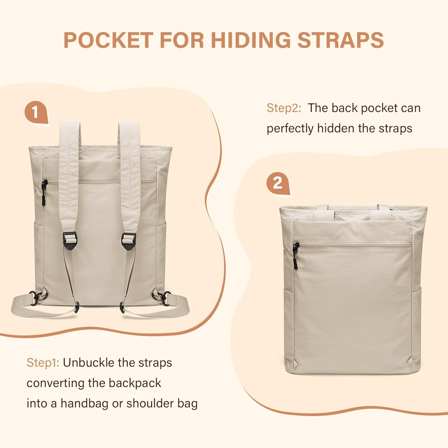 GOLF SUPAGS Foldaway Convertible Tote Backpack Lightweight Nylon Daypack Women Men City Pack Versatile for Leisure Travel image number 1