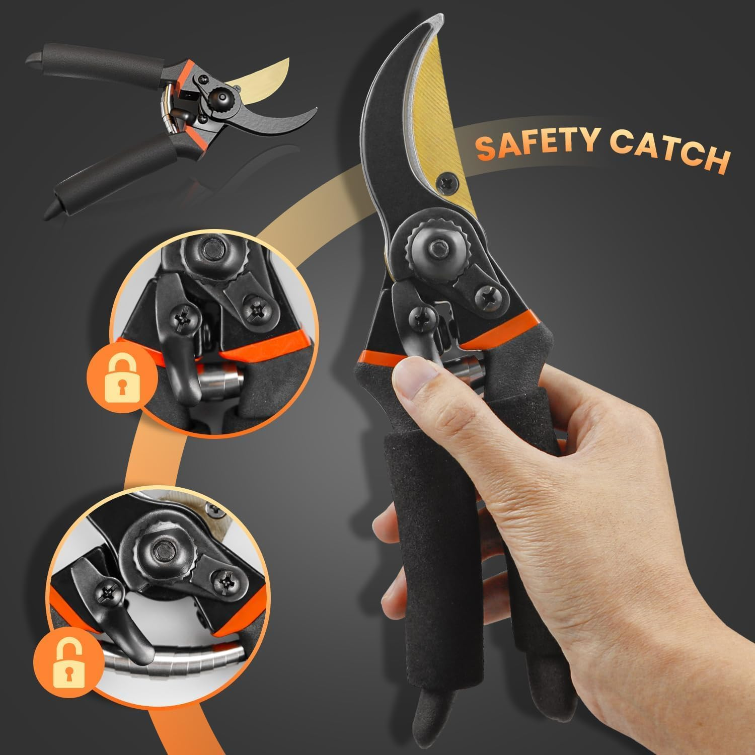 8.3&rdquo; Secateurs, Bypass Pruning Shears with Replacement Blades and Springs, Quality Gardening Shears, High-Performance Garden Secateurs,Gardening Hand Pruner,Gardening Tools for Pruning image number 5