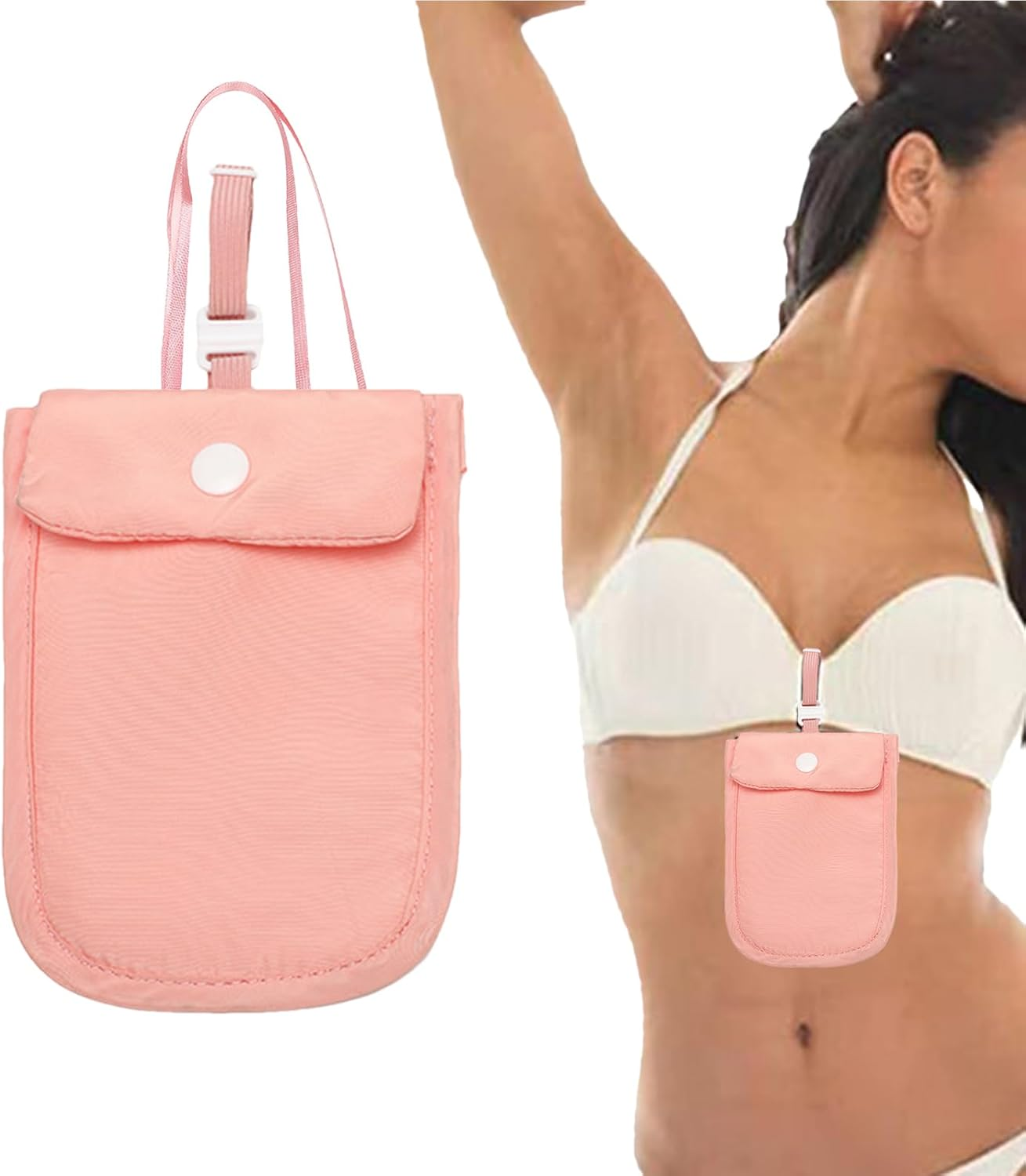 Travel Bra Wallet for Women - Hidden Undercover Secret Stash Pocket for Credit Cards, Laundry Mini Durable Lingerie Bags - Adjustable Elastic Strap and Lanyard Hidden Secret Pocket image number 3