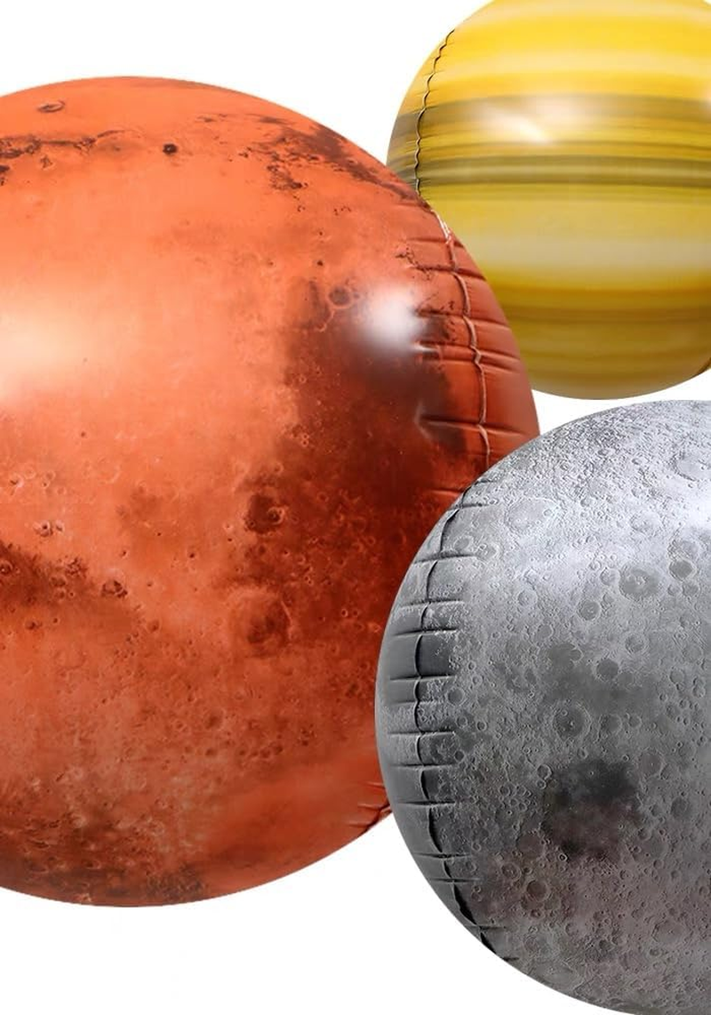10Pcs 22Inch Solar System Balloons - 3D Helium Foil Planet Balloons - Sun, Moon, Earth, Mercury, Mars, Venus, Jupiter, Saturn, Uranus, Neptune