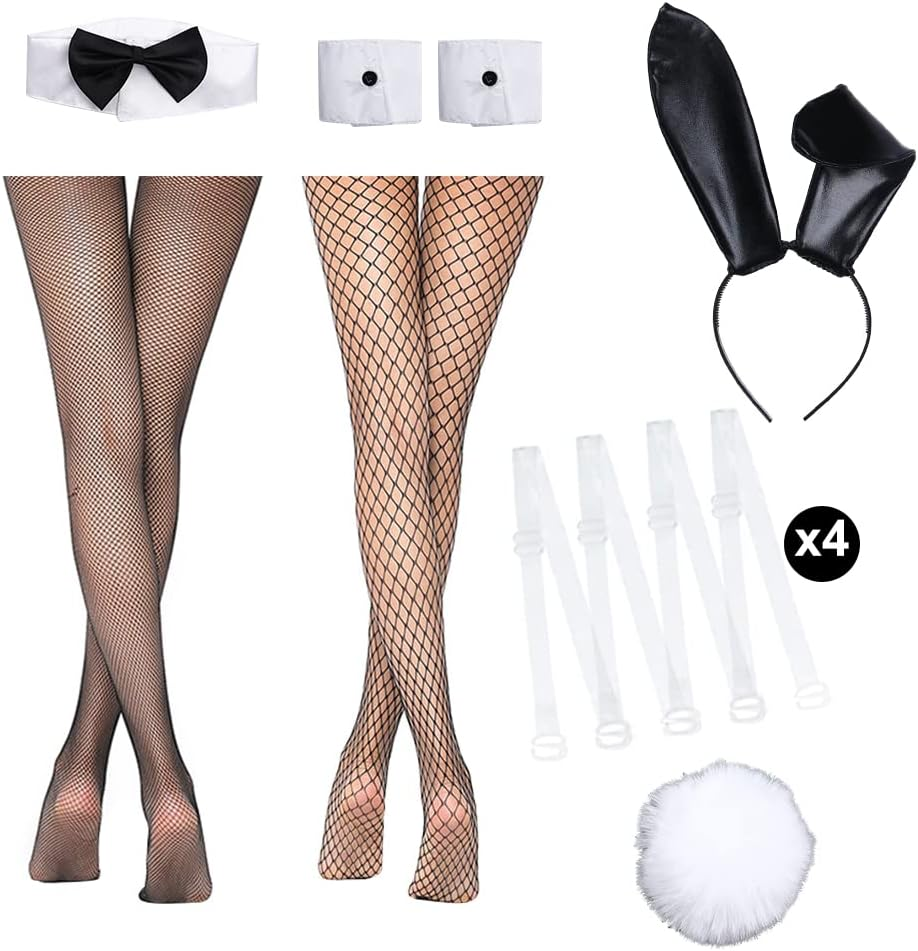 Womens Bunny Girl Senpai Cosplay Costume Outfit Anime Role Cosplay One Piece Bodysuit with Bunny Ear Stockings Set image number 1