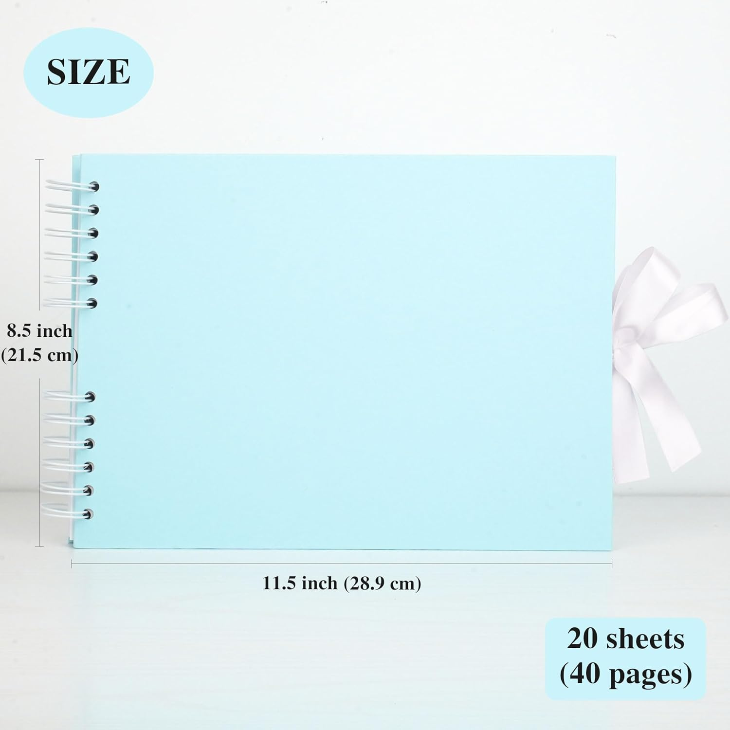 Scrapbook Memory Book with 20 Sheets White Pages 11.5X8.5 Inch DIY Album Set with Corner Stickers for Baby Shower Birthday Wedding Travelling, Blue image number 2