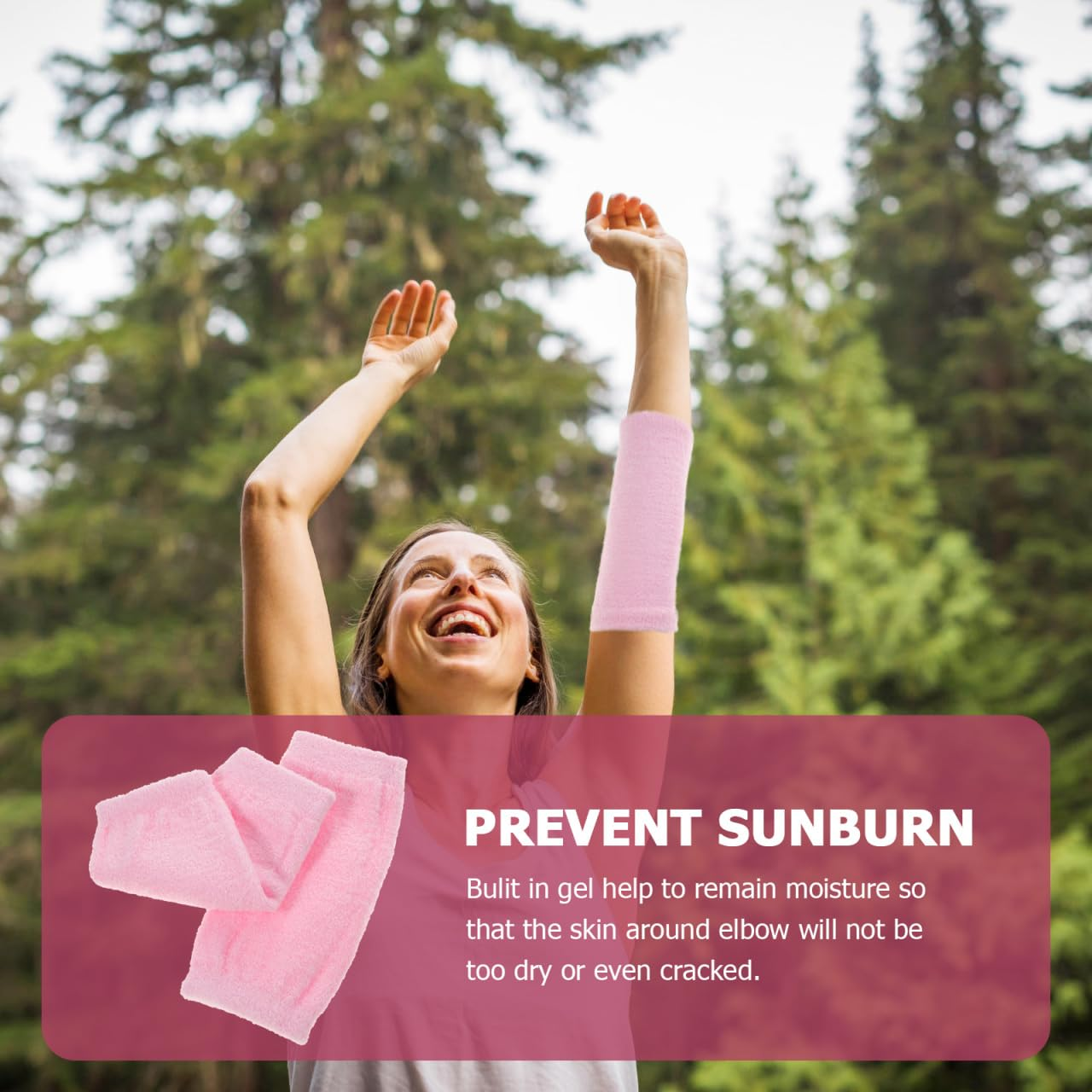 Baluue Moisturizing Elbow Sleeve Gel Brace Breathable Non-Slip Support for Joint Protection and Dry Skin Relief Pink Pair 6.7X3 Inches image number 2