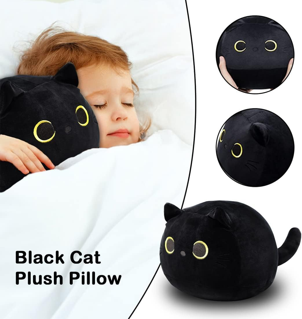 21.65" Black Cat Plush Toy Black Cat Pillow,Soft Plush Doll Cat Plushie,Stuffed Animal Soft Plush Pillow Baby Plush Toys Cat Shape Design Sofa Pillow Decoration Doll image number 4