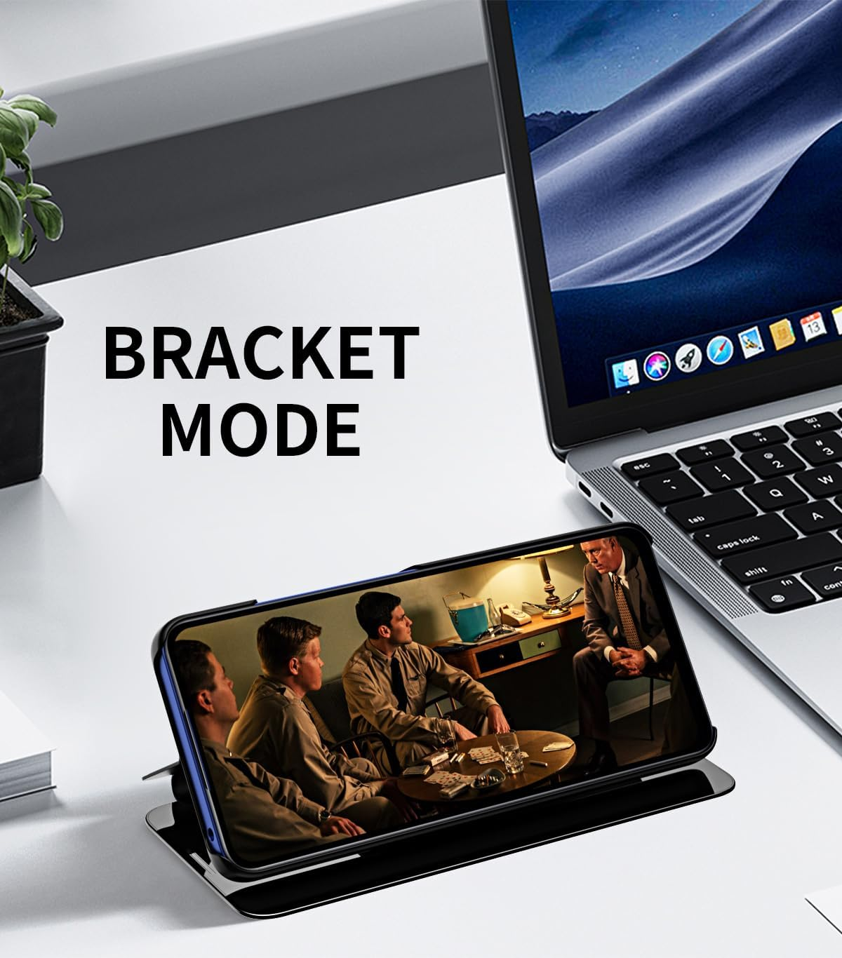 SIYOPINPFY Case for Redmi Note 14 Pro+ 5G Case, Deluxe Glitter Plated Mirror Makeup Shell Cover 360 Full Body Shockproof Protection with Clear View Phone Case for Redmi Note 14 Pro+ 5G, Mirror Blue image number 1