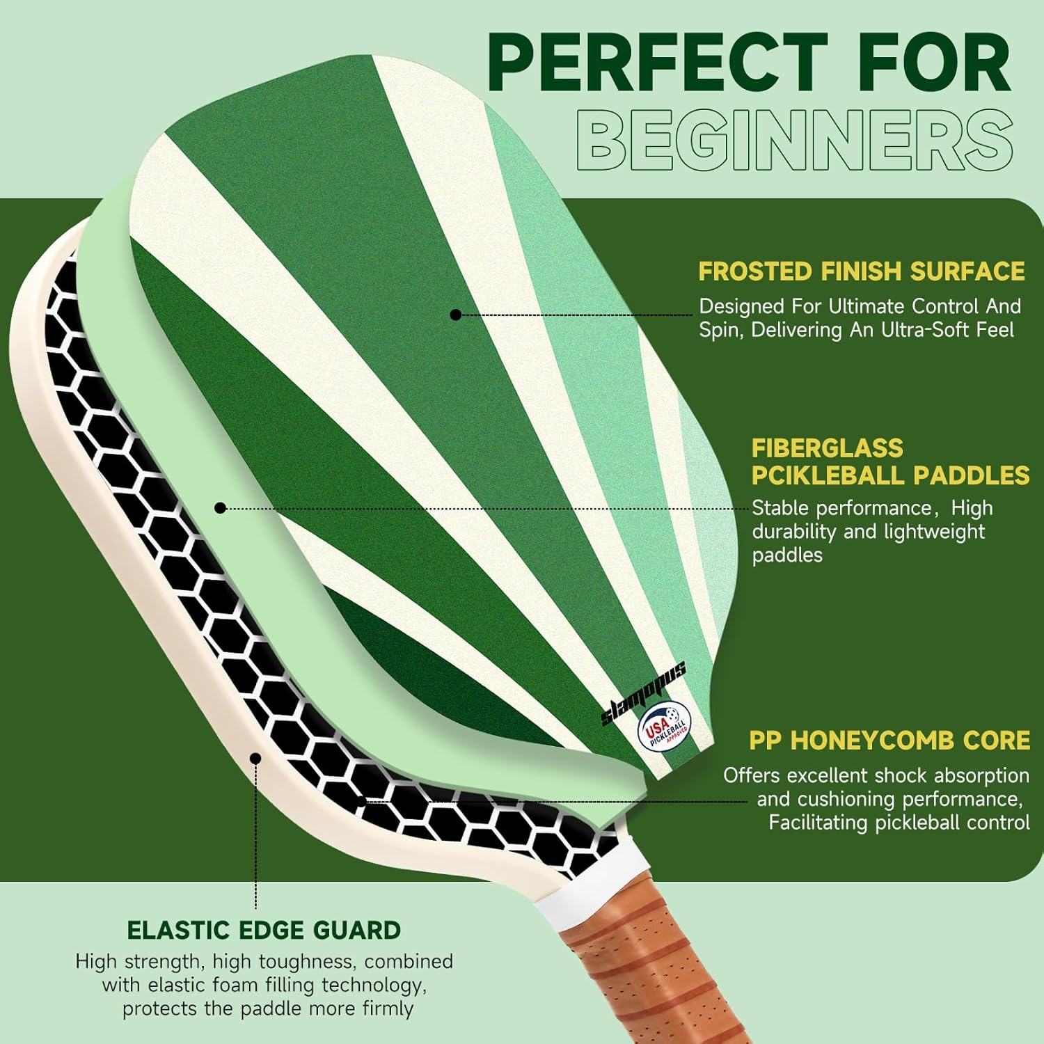 Pickleball Paddles Set of 2 | Pickleball Rackets Set | Pickle Ball Bats/Paddles | Graphite & Fiberglass | USAPA Approved | Great Set for Beginners & All Ages