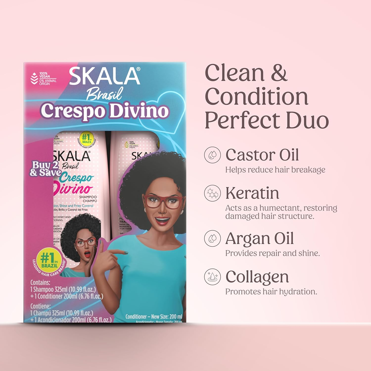 Skala Crespo Divino Shampoo + Conditioner Kit 650 Ml image number 5