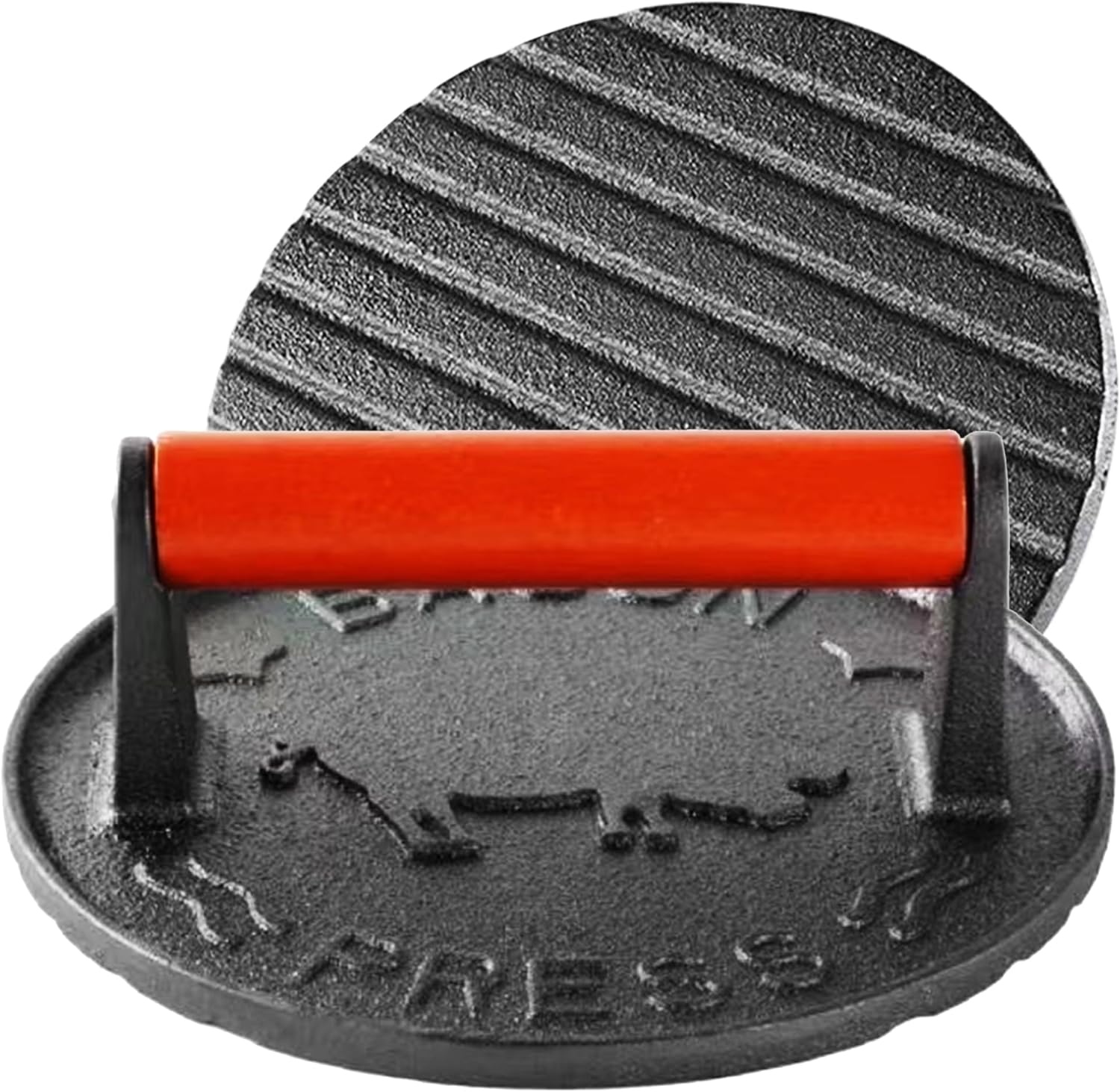 OMGWYSIWYG Burger Press Professional Heavy Duty Cast Iron Hamburger Smasher Tool for Blackstone Griddle Grill,Smashburger, Bacon, Ground Beef Meat, Steak, Sausage, Sandwich Cooking【7.2 Inch Round】 image number 1