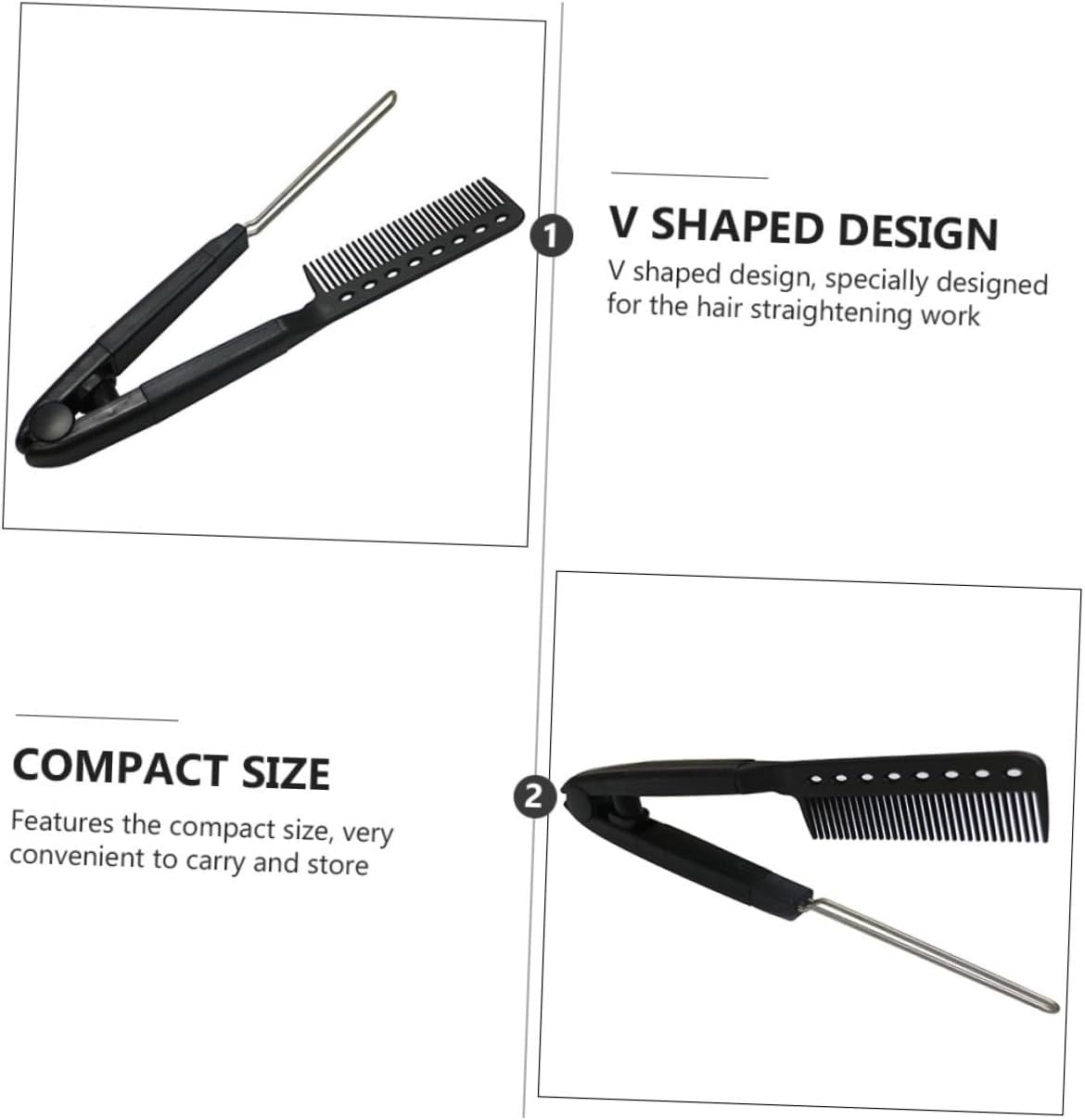 CLISPEED 1Pc Shaped Hair Straightening Comb Brush Tool for Effortless Hairstyling Compact and Lightweight Design for Travel and Daily Use Black image number 3