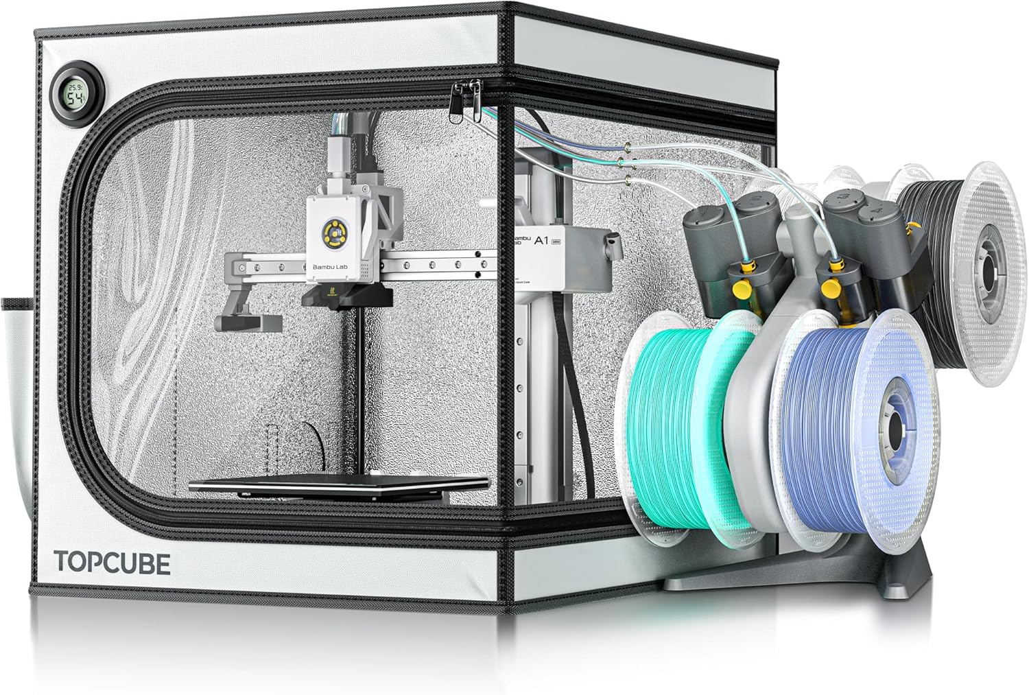 3D Printer Enclosure for Bambu Lab A1 Mini, Large Transparent Window Enclosure with LED Light, Fireproof Dustproof Noise Reduction Constant Temperature 3D Printer Cover, 460X460X550Mm image number 6