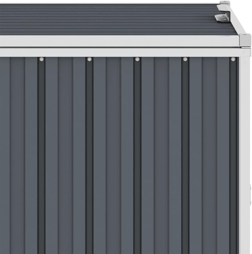 Double Garbage Bin Shed Grey 143X81X121 Cm Galvanised Steel Storage for Wheelie Bins, Weather-Resistant with Lifting Lids image number 2