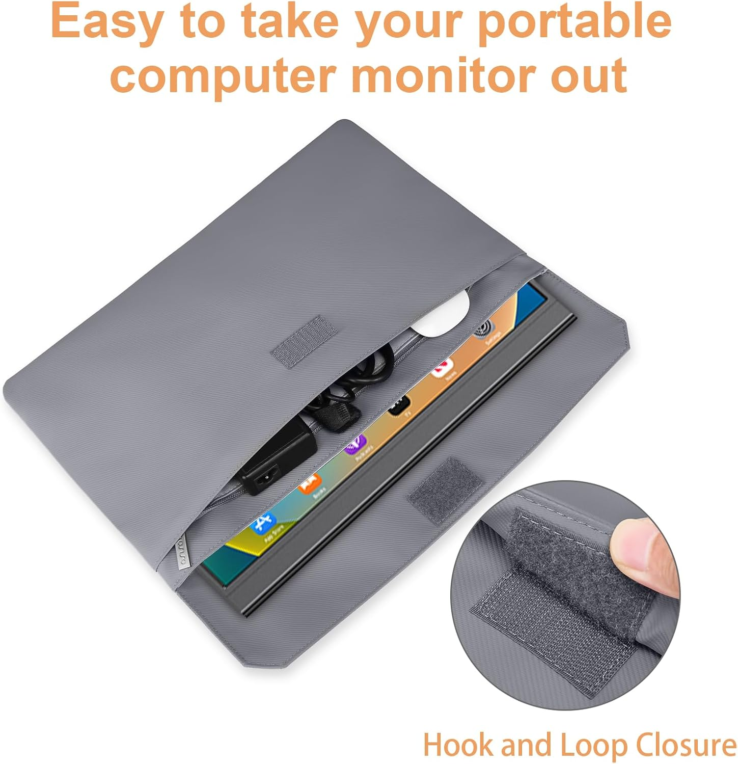 MOSISO Portable Monitor Case Sleeve 17.3 Inch, Carrying Case for Most 17.3 Inch Portable Display Monitors, Laptop Display Bag with Front Pocket, PU Leather Case for Travel Monitor Laptop, Gray