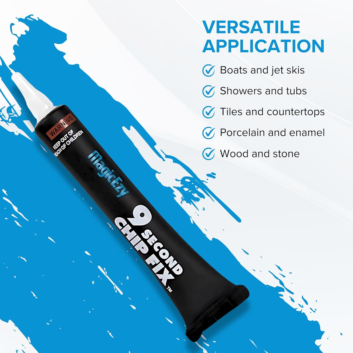 Magicezy 9 Second Chip Fix (Snow White) - Fix Fibreglass Damage Fast - Gouges, Holes, Deep Cracks and Chips - Ultra Strong Marine Epoxy Repair Filler for Fibreglass Boats image number 2