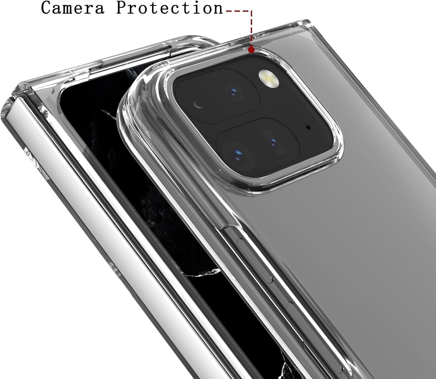 T Tersely Clear Case Cover for Google Pixel 9 Pro Fold (2024), Slim Fit PC Hard Back, Ultra Clear, Shockproof Crystal Protection, [Anti-Yellowing] image number 2