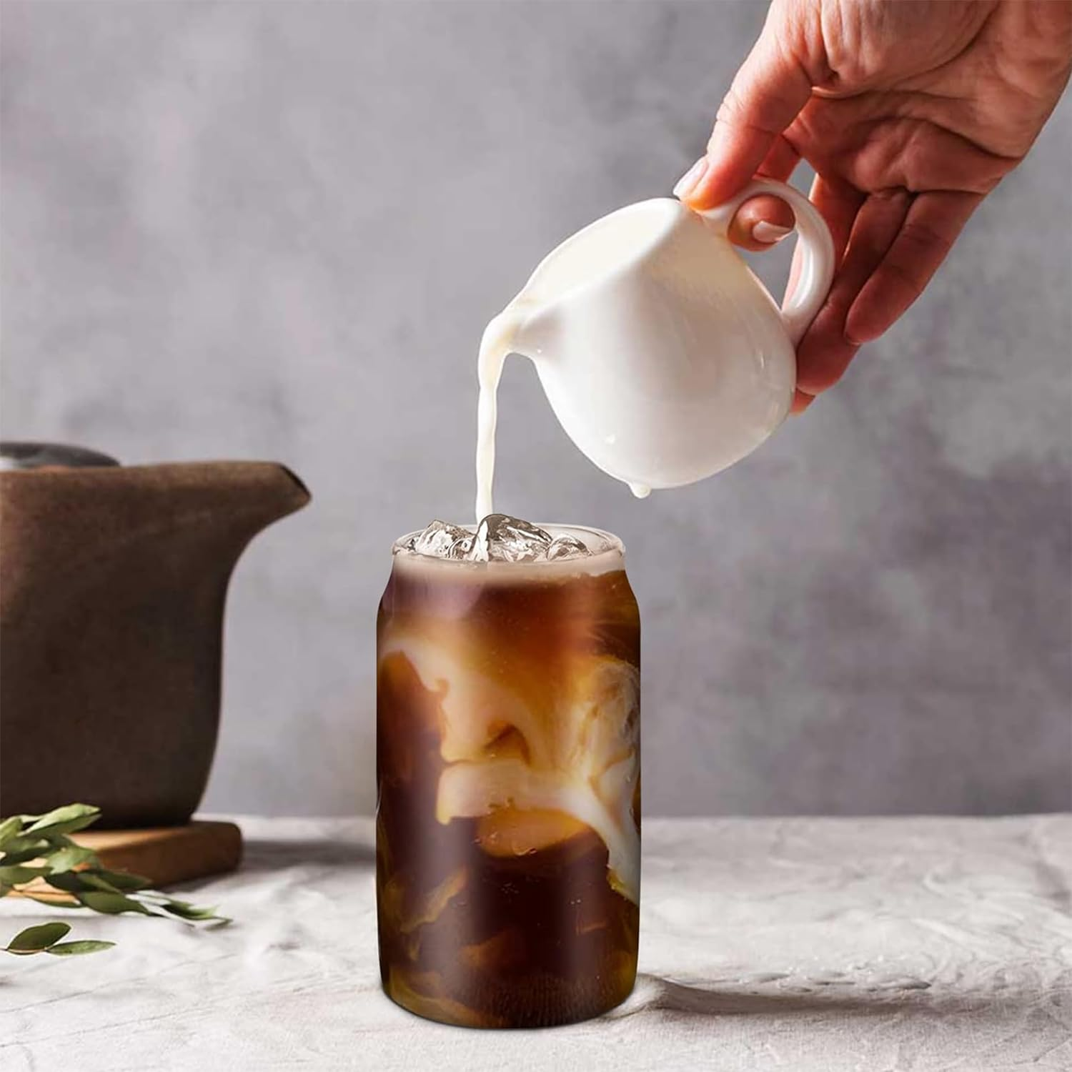 Drinking Glasses Cups with Lids and Straws，And Brushes - 16 Oz Mason Jar Cups Tumbler Cup - Set of 4, Includes Lids and Glass Straws - Perfect for Coffee, Smoothies, Candy，Kitchen，And More! image number 3