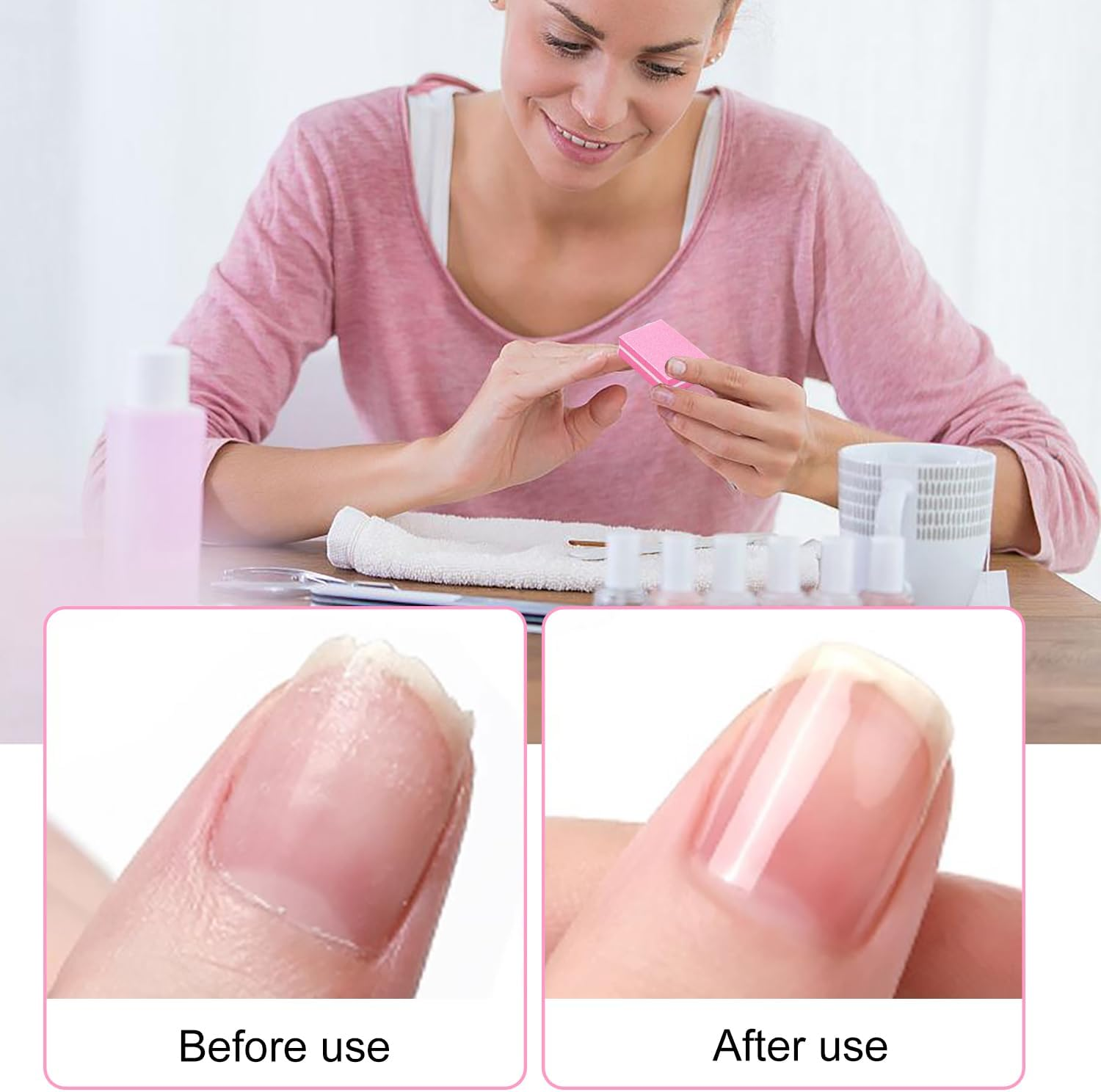 YPYMOD Pack of 30 Nail File Blocks, Professional Buffer Nail Files, Sanding Blocks, Nail File Manicure Tool, for Manicure, Pedicure and Nail Modelling (Pink) image number 2