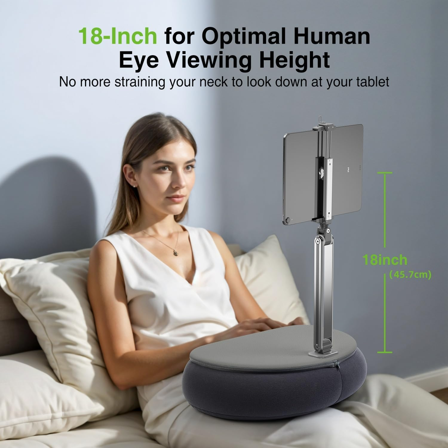 Elitehood 46 Cm Kindle Stand for Reading in Bed, Adjustable Tablet Pillow for Lap, Soft Kindle Pillow Stand for Bed Compatible with 6-13 Inch Cell Phone, Iphone, Ipad Pro Air Mini, Tablets image number 5