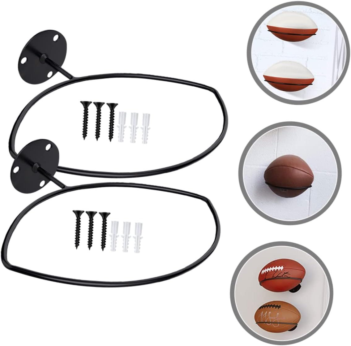 OHPHCALL 2Pcs Rugby Wall Mount Ball Storage Rack Sports Ball Storage Ball Rack Football Holder Rack Sports Ball Mount Ball Mount Ball Rack Iron Wall-Mounted Golf