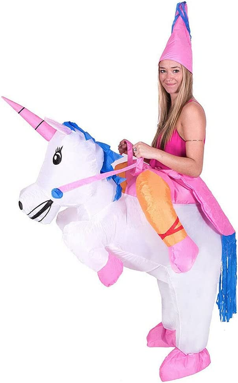 Inflatable Unicorn Costume Suit Adult Ride Novelty Fancy Dress Party Outfit Fan Novelty Cosplay Suit, One Size Fits All image number 5