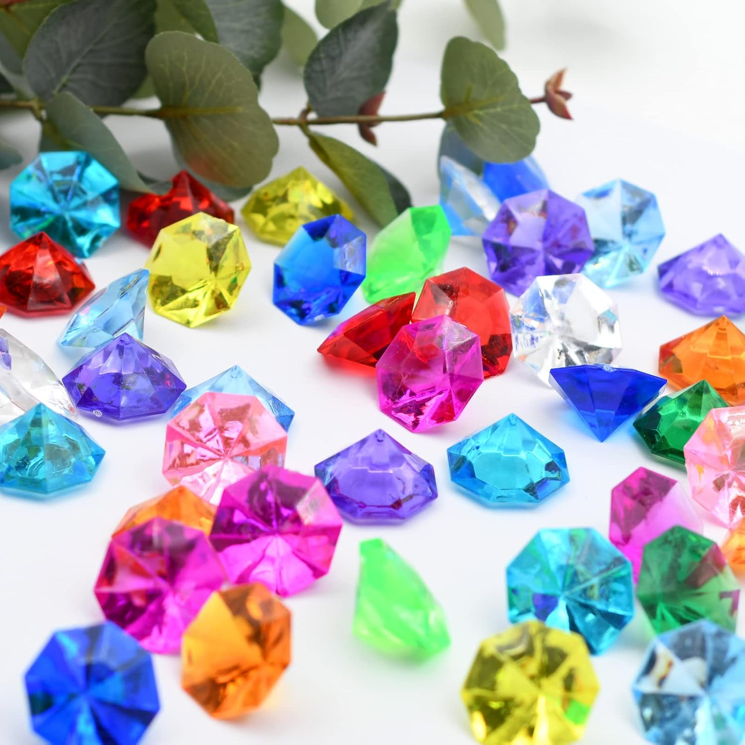 WBJKZJD 60Pcs Acrylic Diamond Gems Pirate Plastic Gems Large Acrylic Gems Jewels Bulk Treasure Chest Hunt Party Favors 25 Carat for Kids (Multicolor) - Dark Blue image number 6