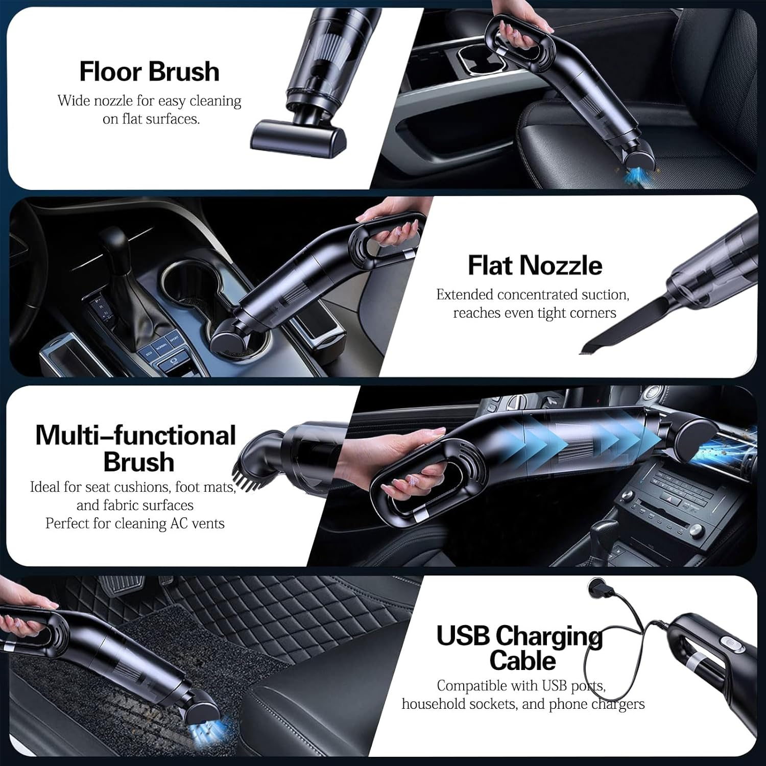 Handheld Portable Car Vacuum Cleaner, 10000Pa Vacuum Cleaner, 120W High Power Hand Held Vacuum and Multi-Nozzles for Car, Home, Office, Pet