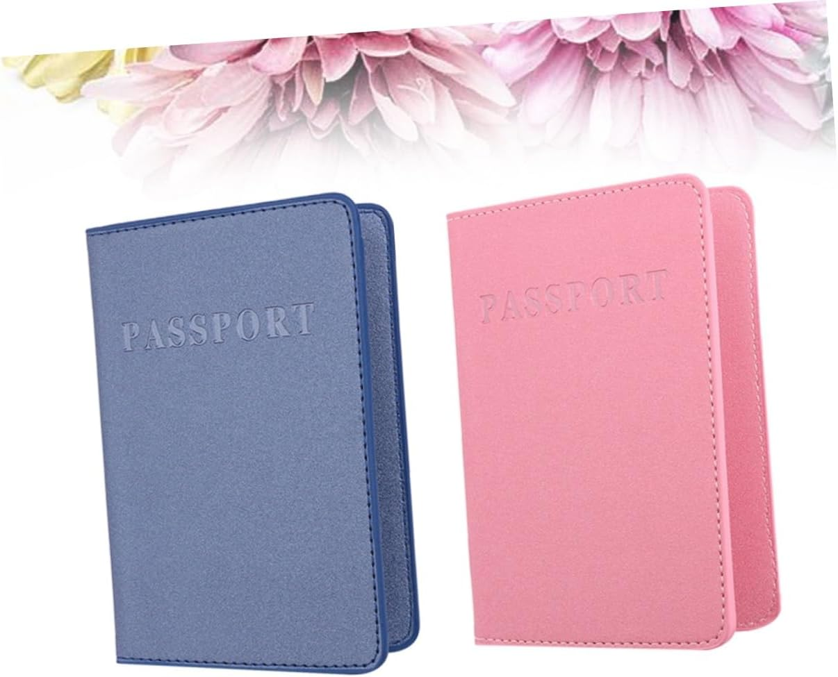 SOESFOUFU 2Pcs Multi-Functional RFID Passport Holder Pouch Magnetic Closure Dull Polish Pu Leather Travel Pouch image number 5