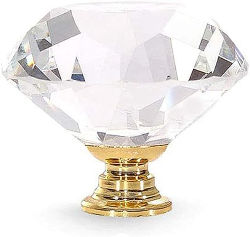 16Pcs 40Mm Clear Crystal Cabinet Knobs Glass Diamond Cut Shape Cupboard Drawer Pull Handle with Screws for Dresser Door Chest Bin Wardrobe Kitchen Bathroom Home image number 1