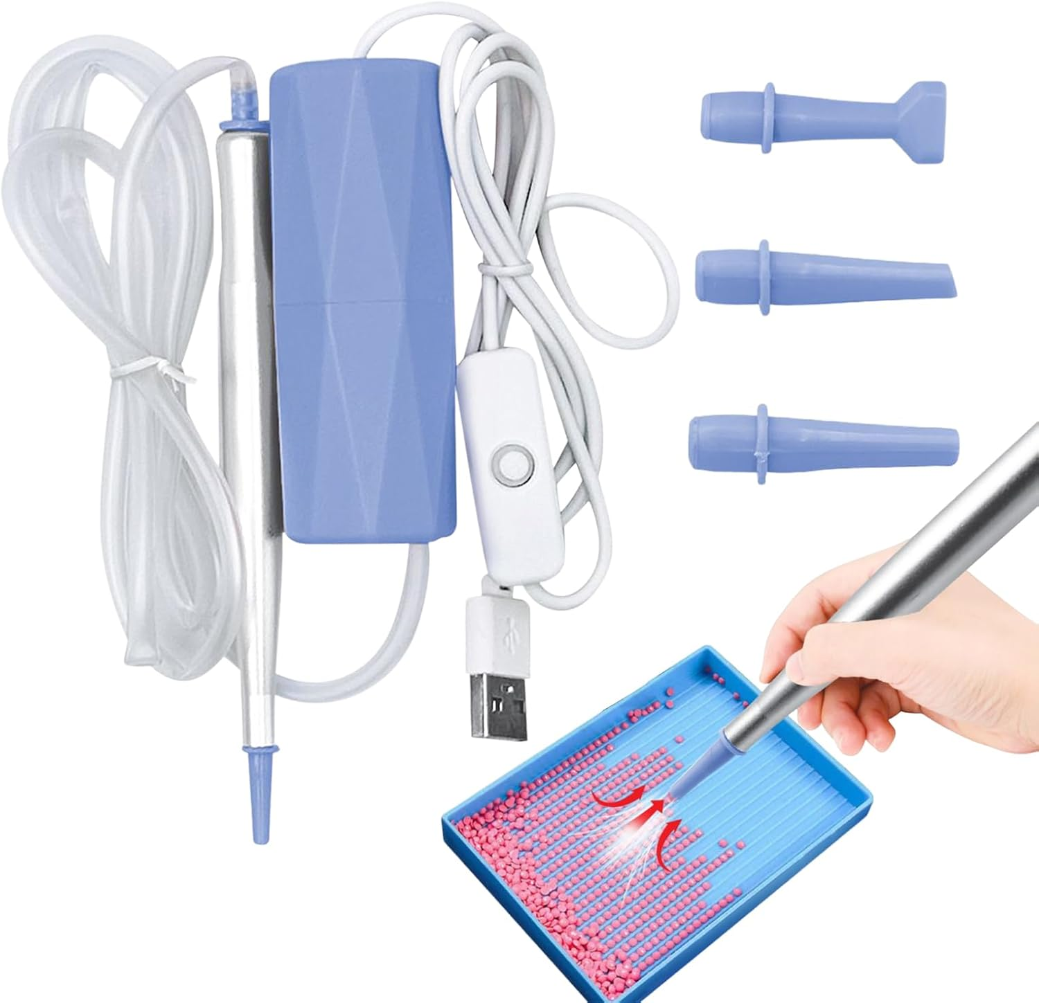 Electric Nail Dotting Pen, USB Rechargeable Tool, Vacuum Suction Feature, Lightweight and Portable, Great for Crafting, Beginners, Kids, Adult Hobbyists, Creative Use