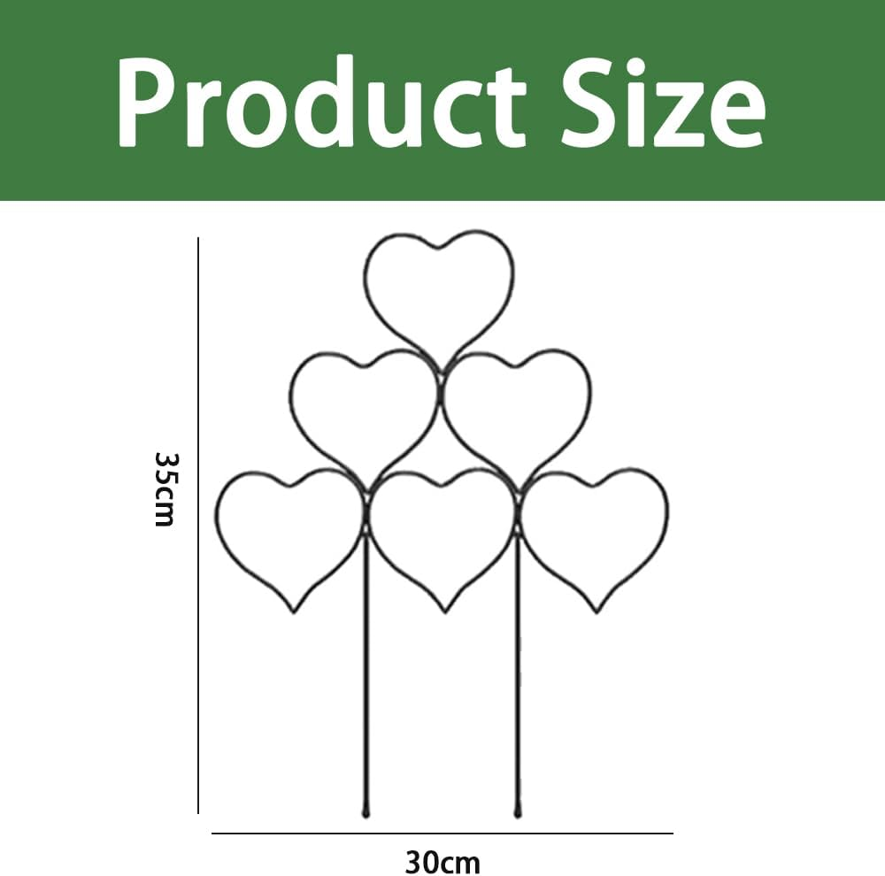 TOMVAES 6 Pcs Black Iron Heart Shaped Climbing Plant Support, Plant Trellis for Garden Potted Plants, Flowers and Veggies image number 5