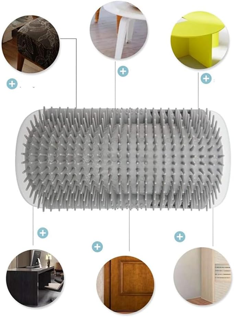 Pack of 2 Soft Cat Brush, Massage Corner for Cats, Self Groomer, Cat Loves Corner Brush, Cat Toy with Catnip for Long Hair, Short Hair, Cat Massage, Grey