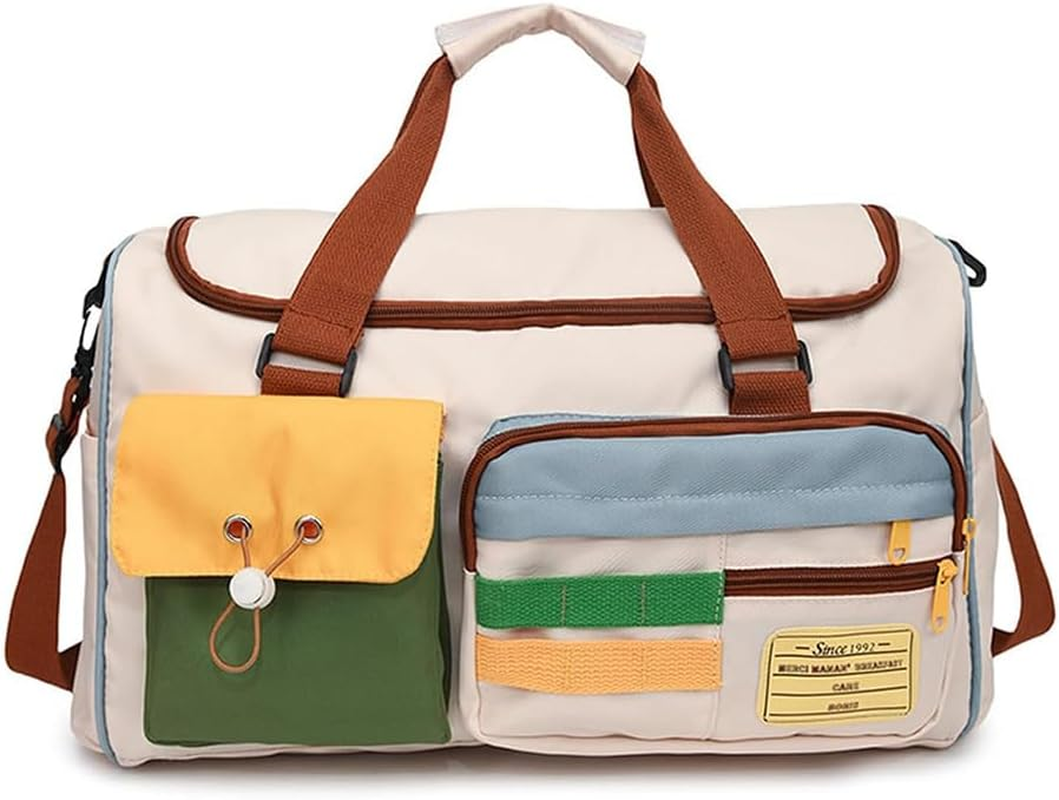 Betterlifew Waterproof Sports Travel Bag, Off-White, Women'S Luggage Bag, Large Capacity Fitness Backpack, Durable and Stylish, Short-Distance Business Travel Companion, Unisex Style