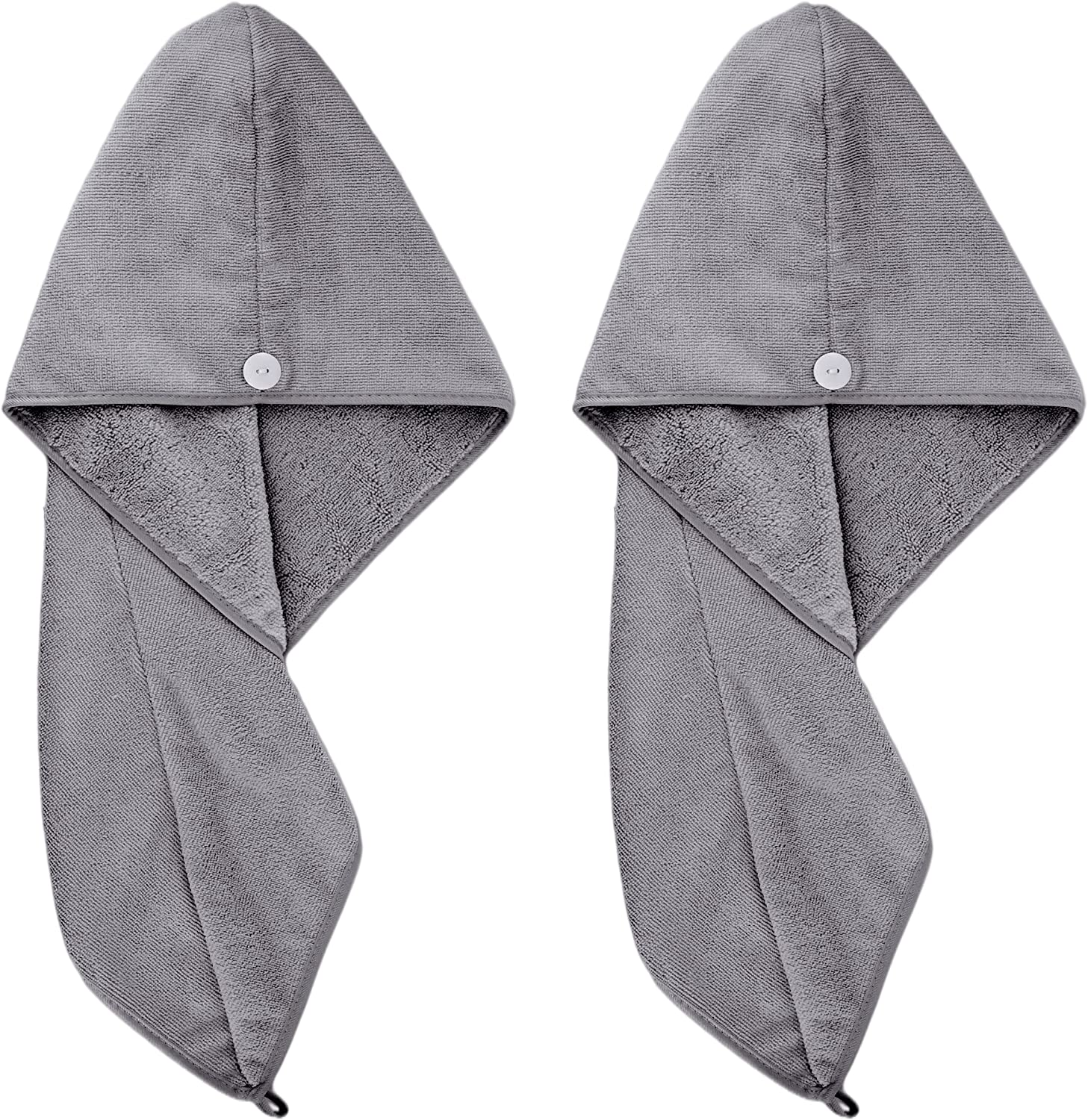 Polyte Microfibre Hair Turban Wrap Drying Towel, 30 X 71 Cm, 2 Pack (Dark Gray) image number 5