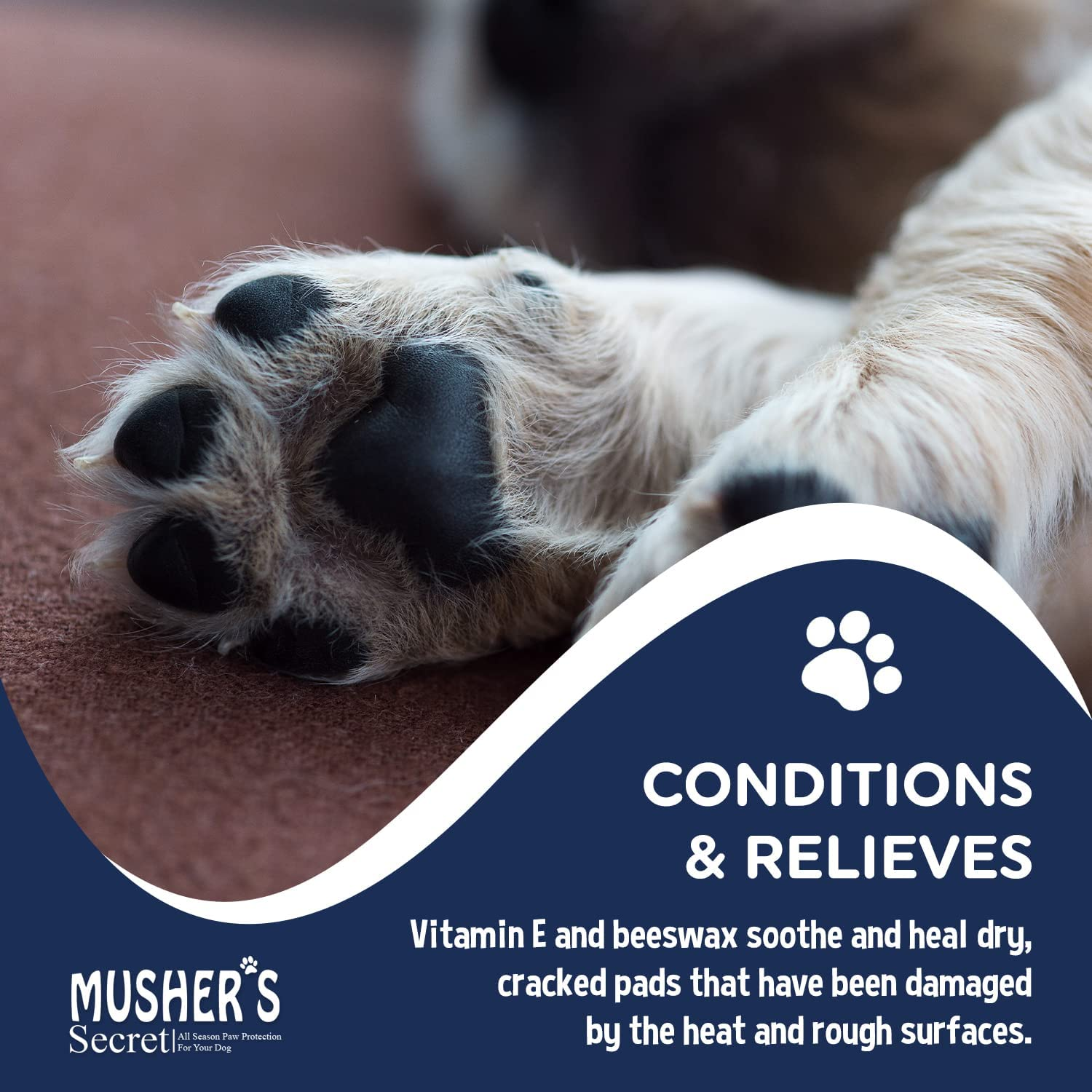 Musher'S Secret Dog Paw Wax 200 G (7Oz) - Moisturizing Dog Paw Balm That Creates an Invisible Barrier That Protects and Heals Dry Cracked Paws - All-Natural with Vitamin E and Food-Grade Ingredients image number 4