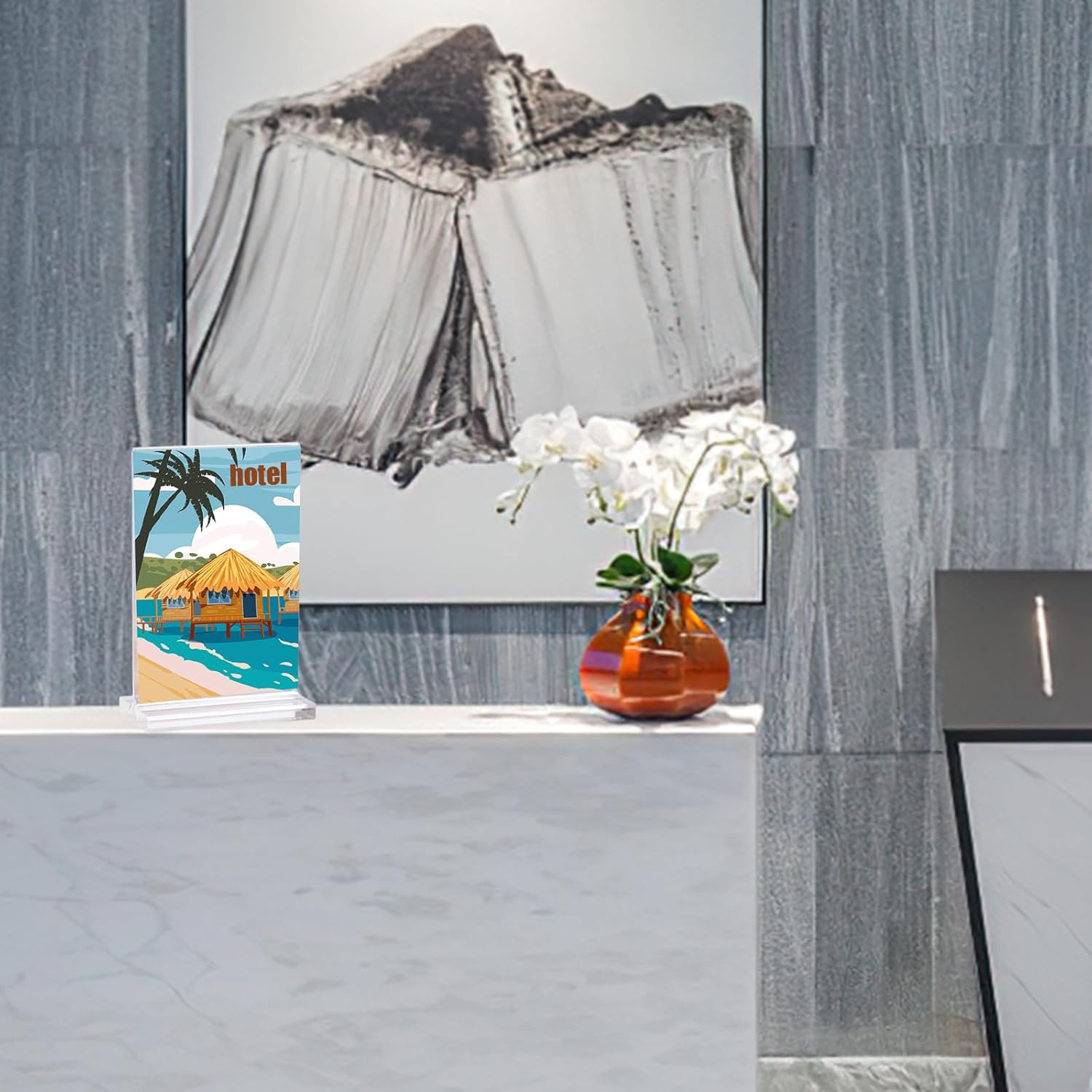 4 Pack Acrylic Sign Holder A4 Size, Double Sided Display Clear Tabletop Plastic Sign Holder, for Wedding Reception, Menu, Party Decoration, Picture Frames image number 4