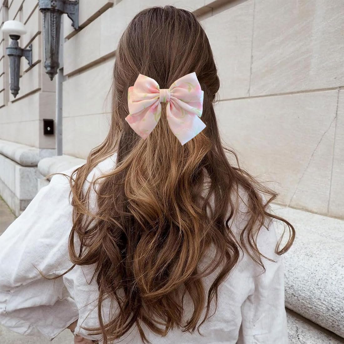 YUZNA 1 X Hair Bow Hair Clip with Bow, Bow Hair for Girls and Women (Pink) image number 2