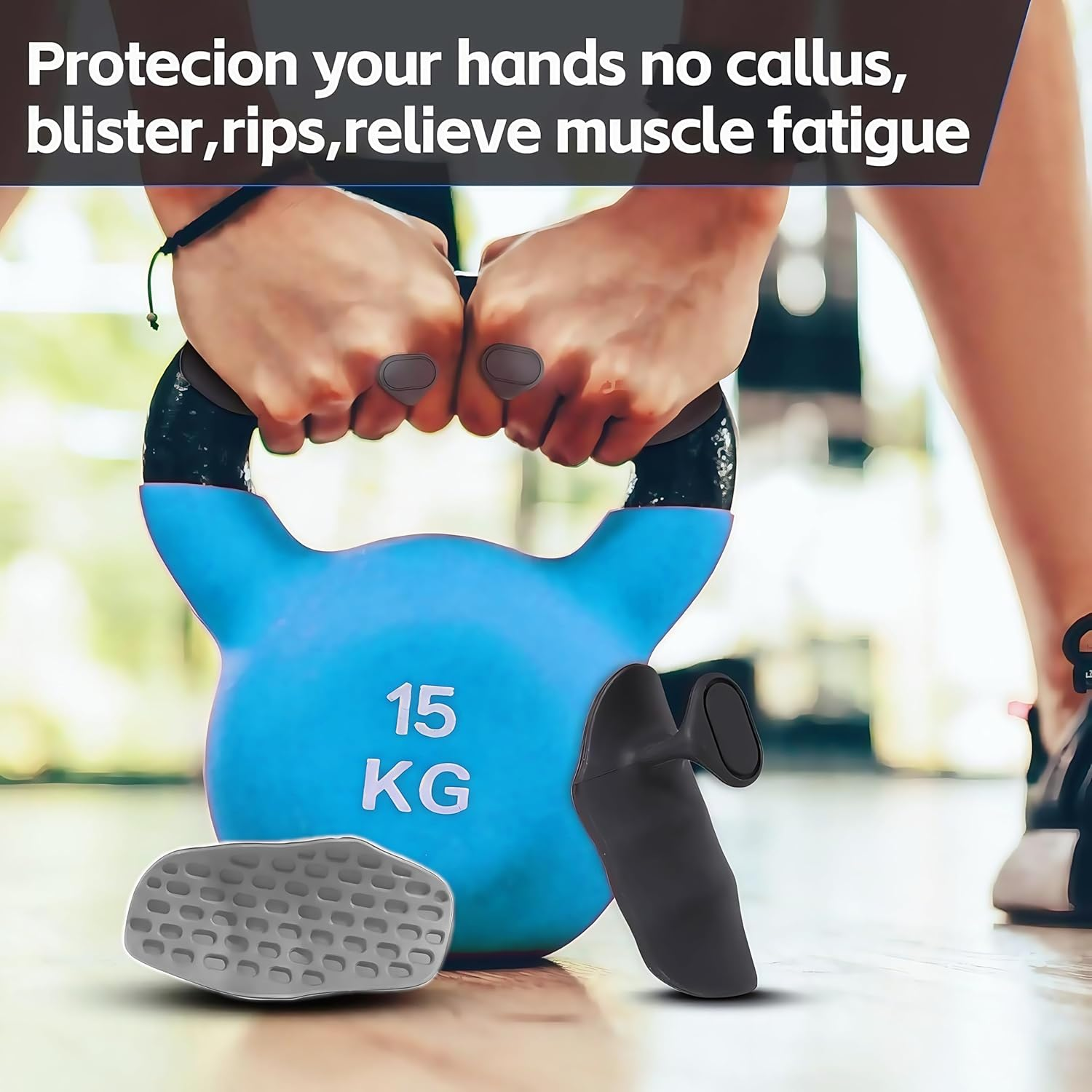 Rubber Gym Grips Fingerless Workout Grips - Ergonomic Rubber Hand Protector Gloves for Weight Lifting, Pull-Ups, Gym Training and Exercise, for Men and Women image number 4