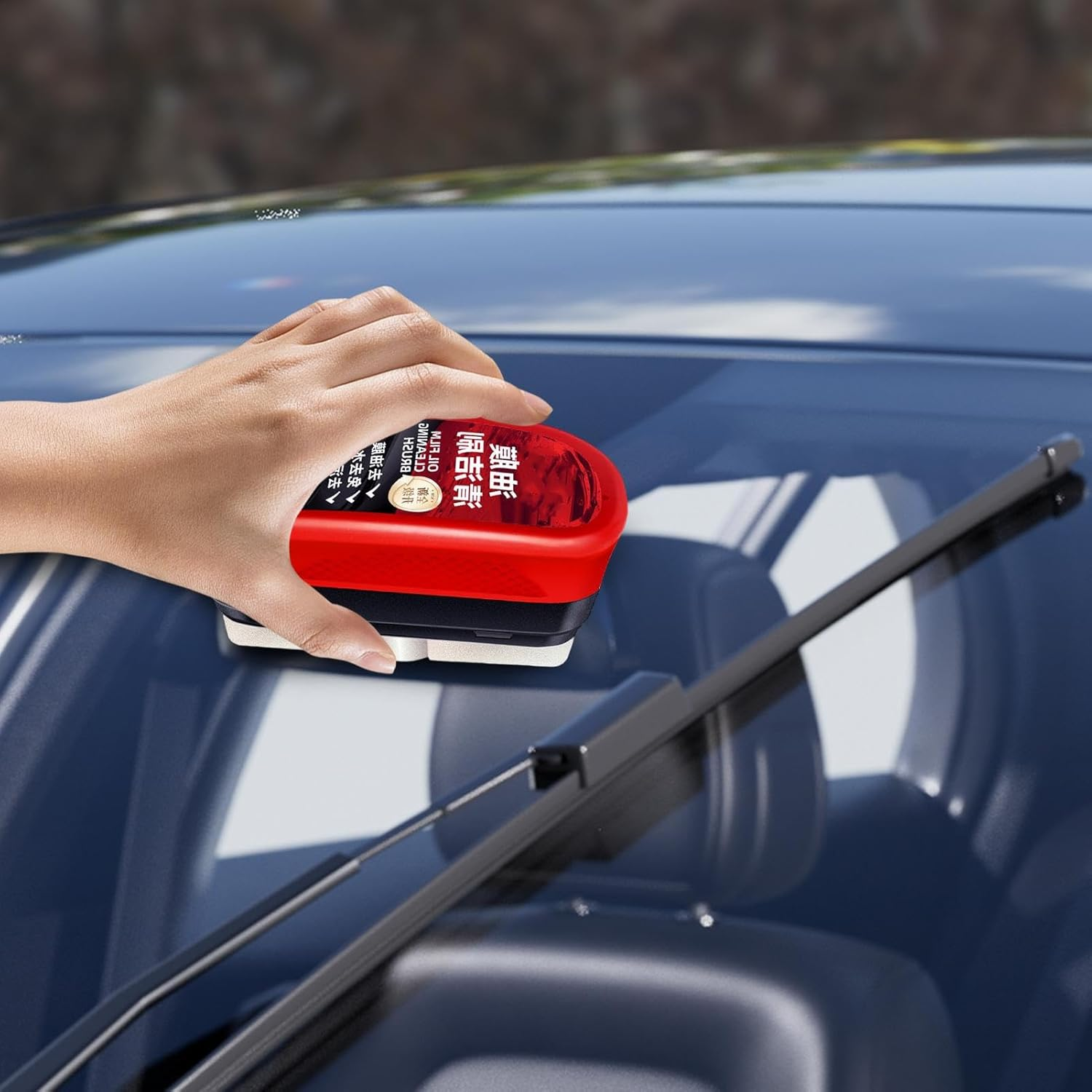 Automotive Oil Film Cleaning Brush | Oil Film Remover for Windshield and Window Cleaning | Hydrophobic Anti-Fog Window Cleaner Care Tool for Sedan SUV RV Minivan Rear View Mirror Shower image number 6