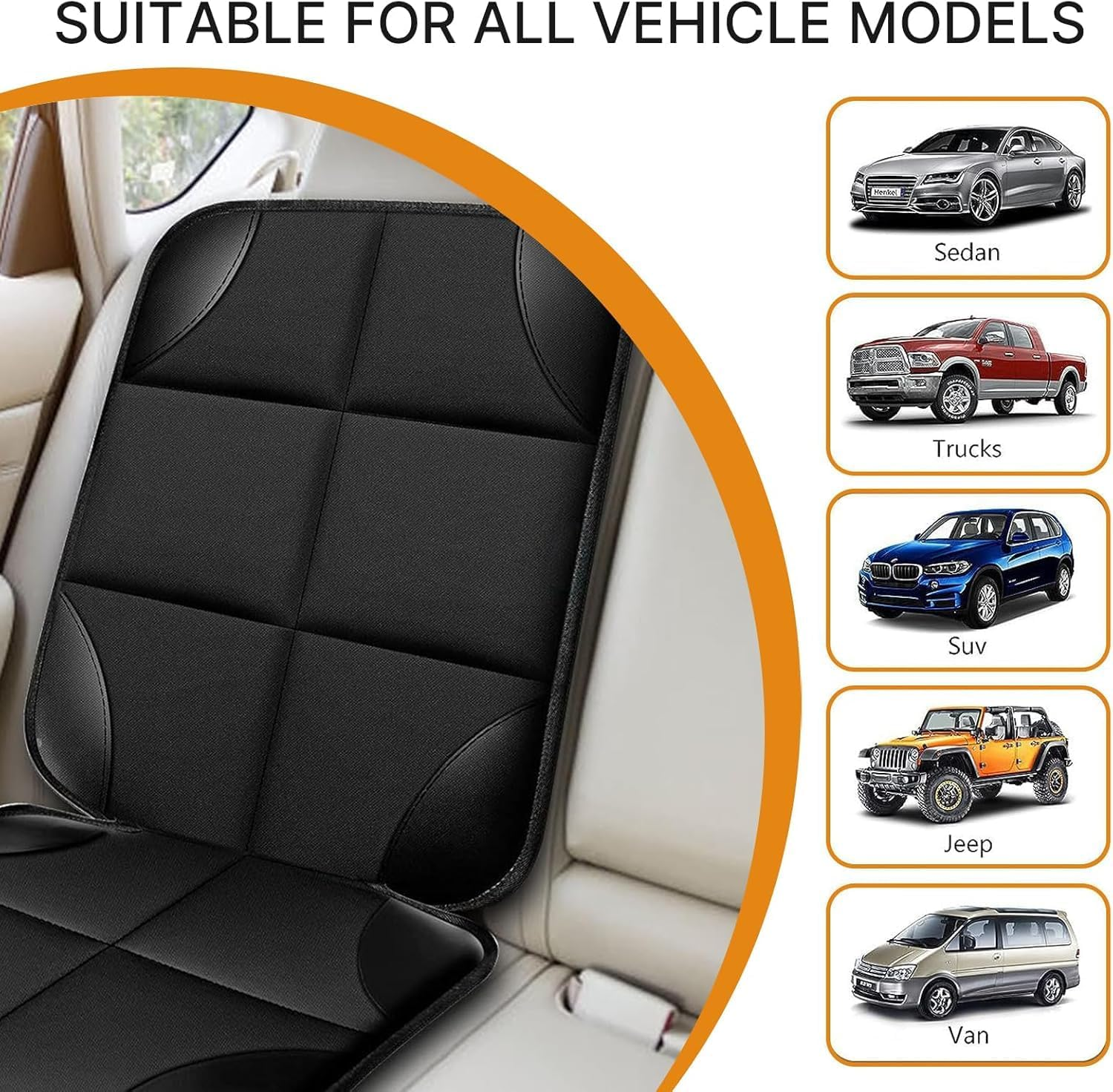 Car Seat Protector, Thick Padding Seat Protector under Baby Car Seat, 600D Waterproof Non-Slip Fabric Seat Cover for Child and Pet with Pockets image number 2