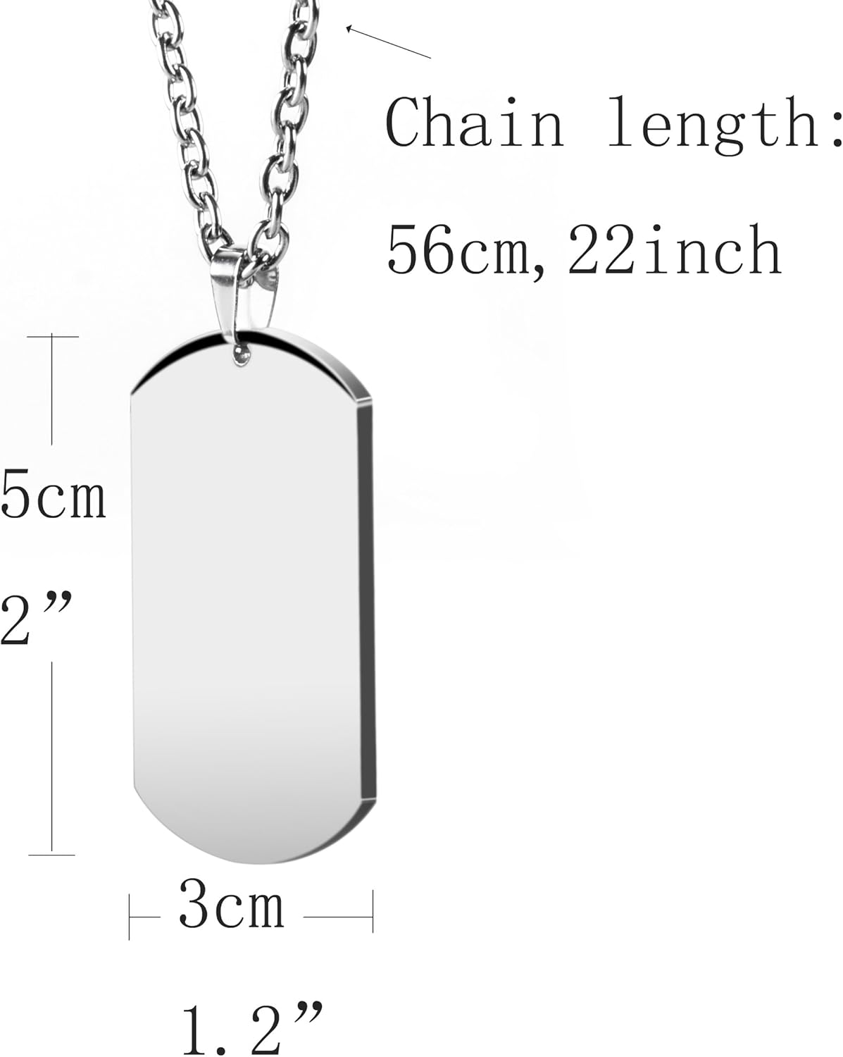 HZMAN Mens High Polishing Stainless Steel Dog Tag Pendant Necklace 22+2 Inch Link Chain - 2 Pieces Silver image number 7