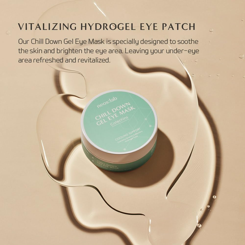 Neos:Lab Chill down Gel Eye Mask 60Ea (30Pairs) - Cooling Hydrogel Eye Patch with Catechins, Arnica Flower, Vitamins, Caffeine for Relieving Tired Skin, Even Skin Tone, Reducing Eye Bags, Puffy Eye image number 1