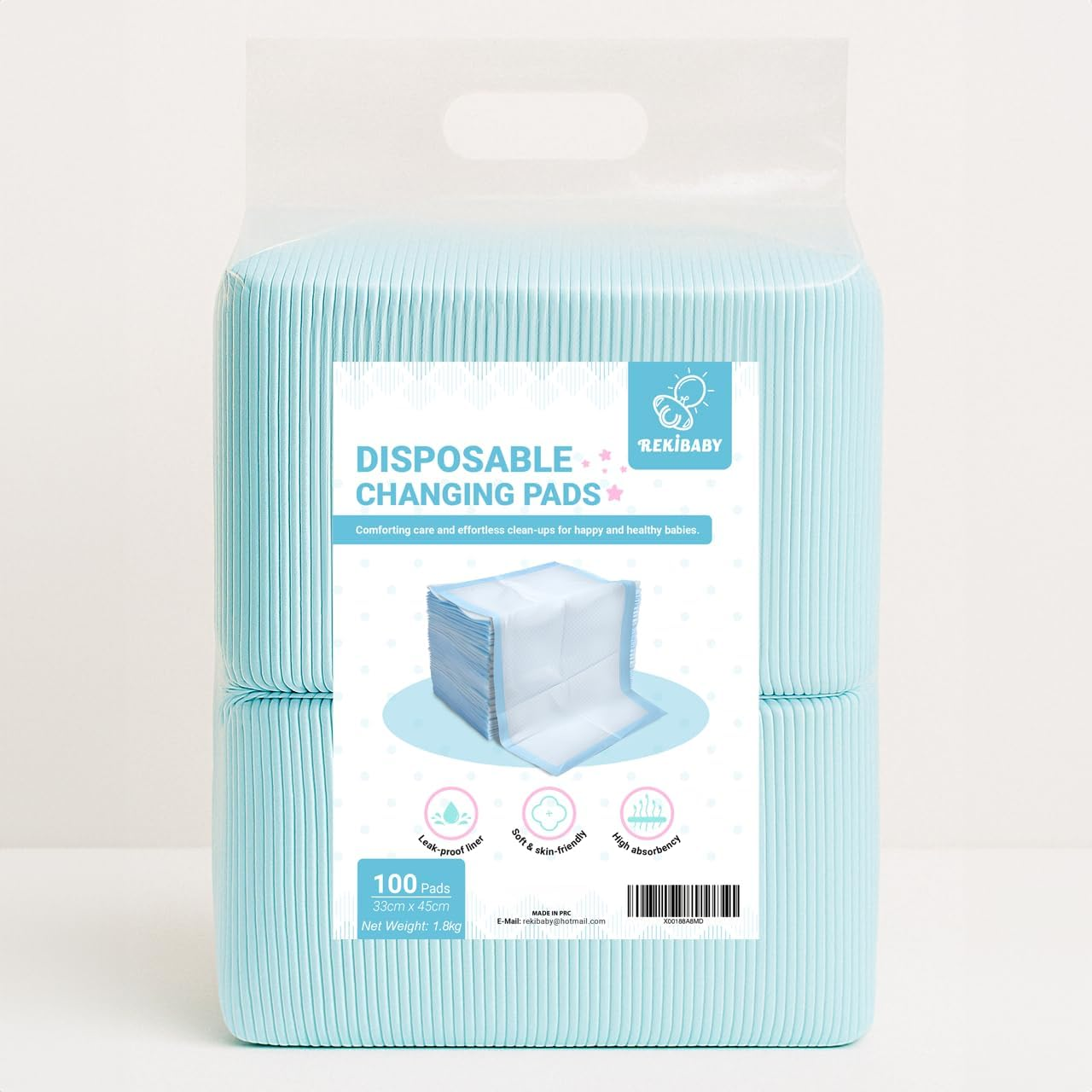 Rekibaby Disposable Changing Mats for Baby,45Cm X 33Cm Pack of 100, Waterproof Diaper Change Pad Thick Strong Absorption Underpads Bed Table Protector Pad, 1.8Kg image number 6