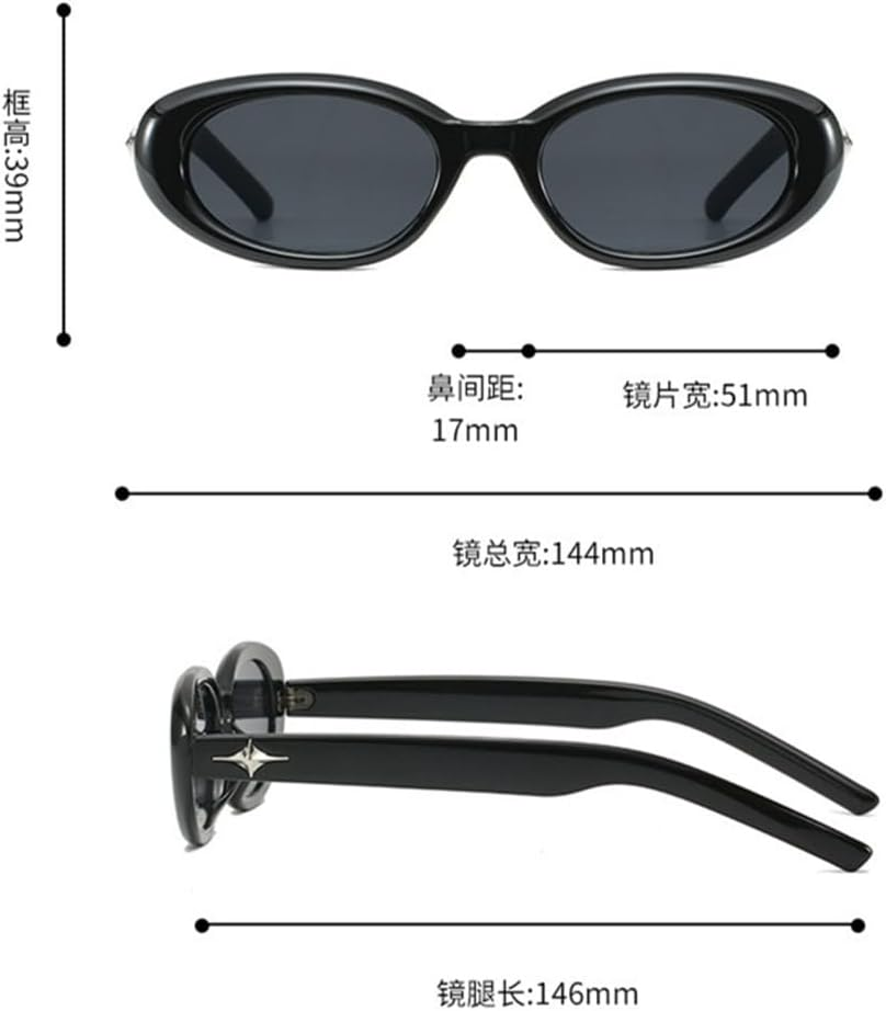 Small Oval Star Vintage Sunglasses Women Glasses Black Pink - 3 image number 2