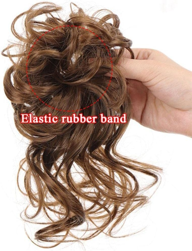 Messy Hair Bun Extensions Synthetic Hair Piece Tousled Updo Curly Scrunchies Ponytails Extension with Elastic Rubber Band Hair Chignons for Women Girls image number 5